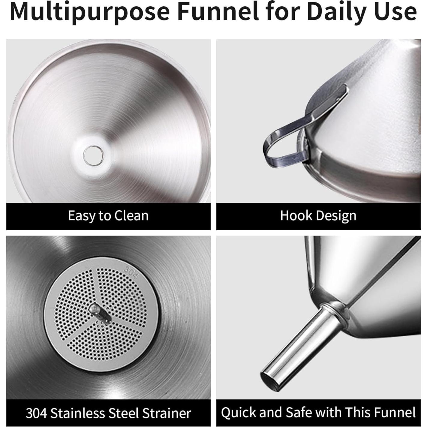 Juego de Embudos de Acero Inoxidable Hakalotyatime 2 Pzs