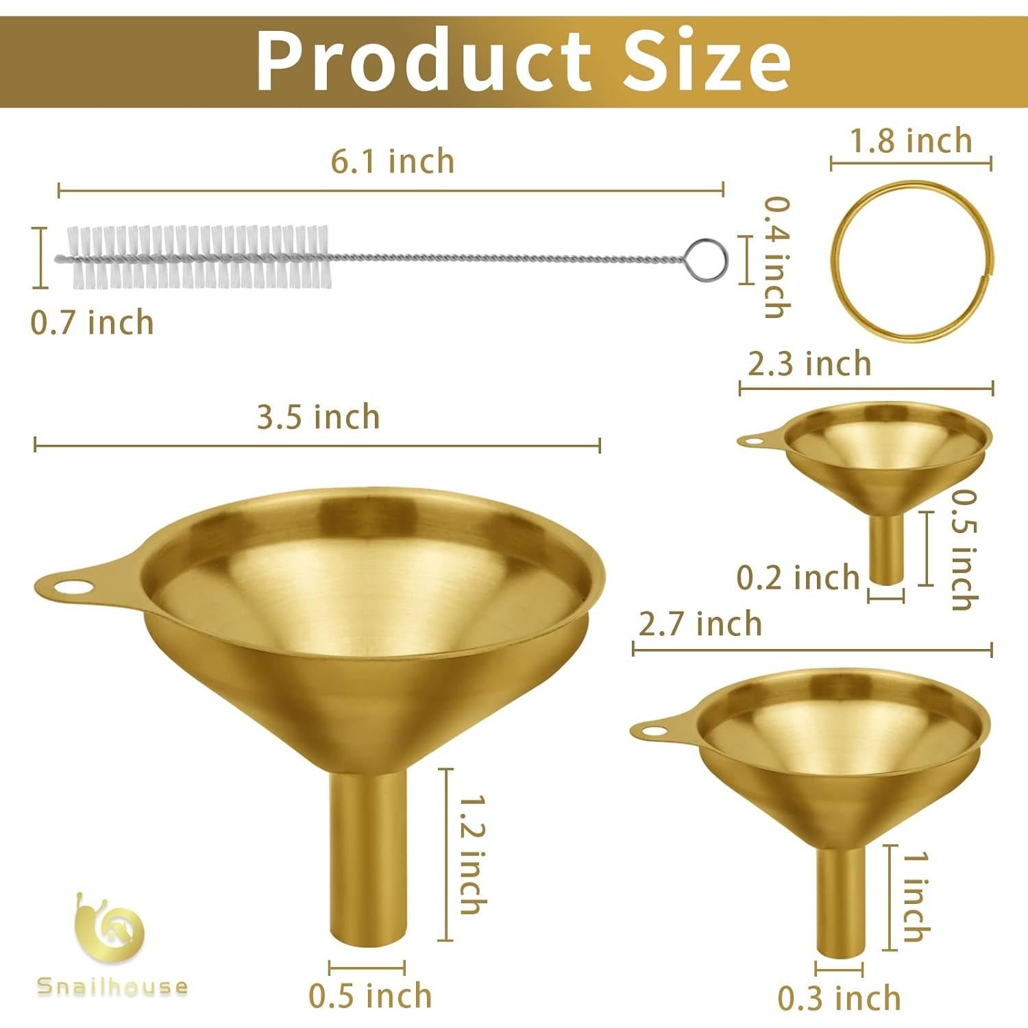 Embudos de Metal Inoxidable Snailhouse - Paquete de 3 Mini