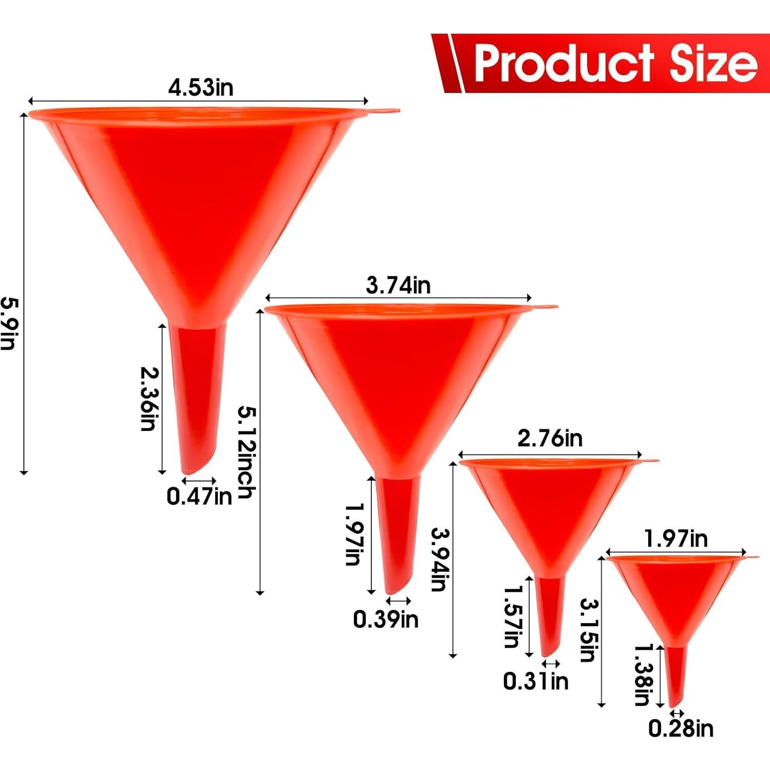 Juego de 4 Embudos de Plástico DEDC para Aceite y Gas