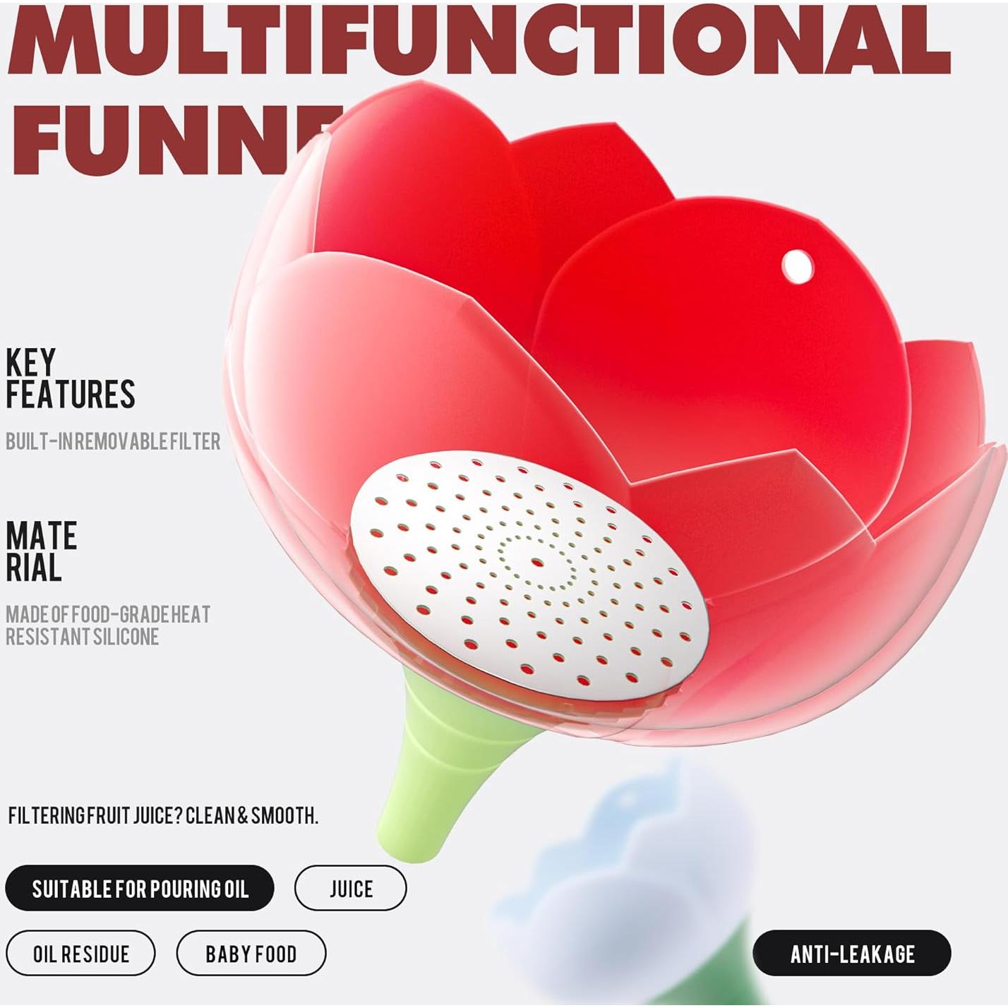 Embudos de Cocina Li & Zhao - 2 Piezas Silicona Rojo/Azul