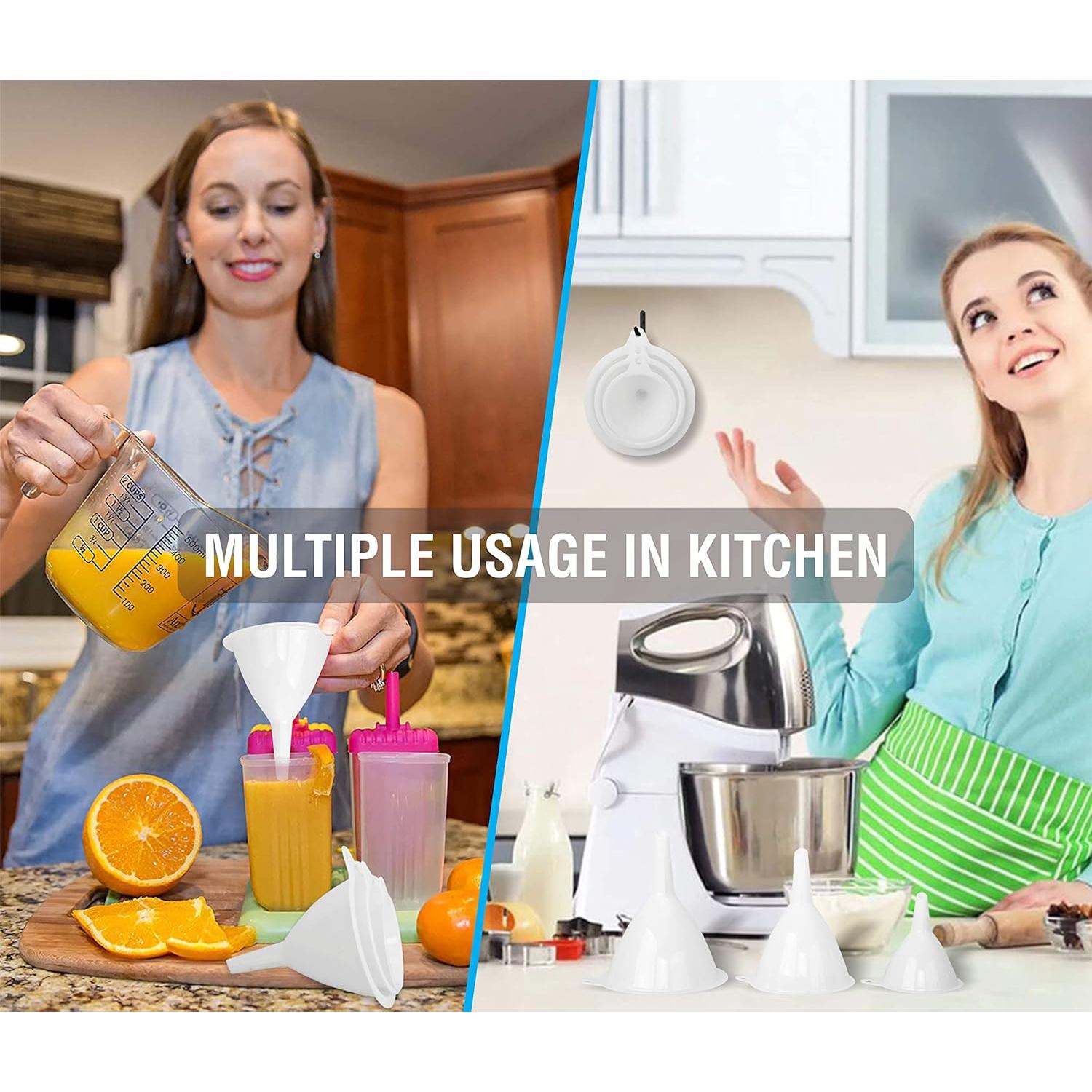 Set de 3 Embudos de Plástico JZ para Cocina y Taller