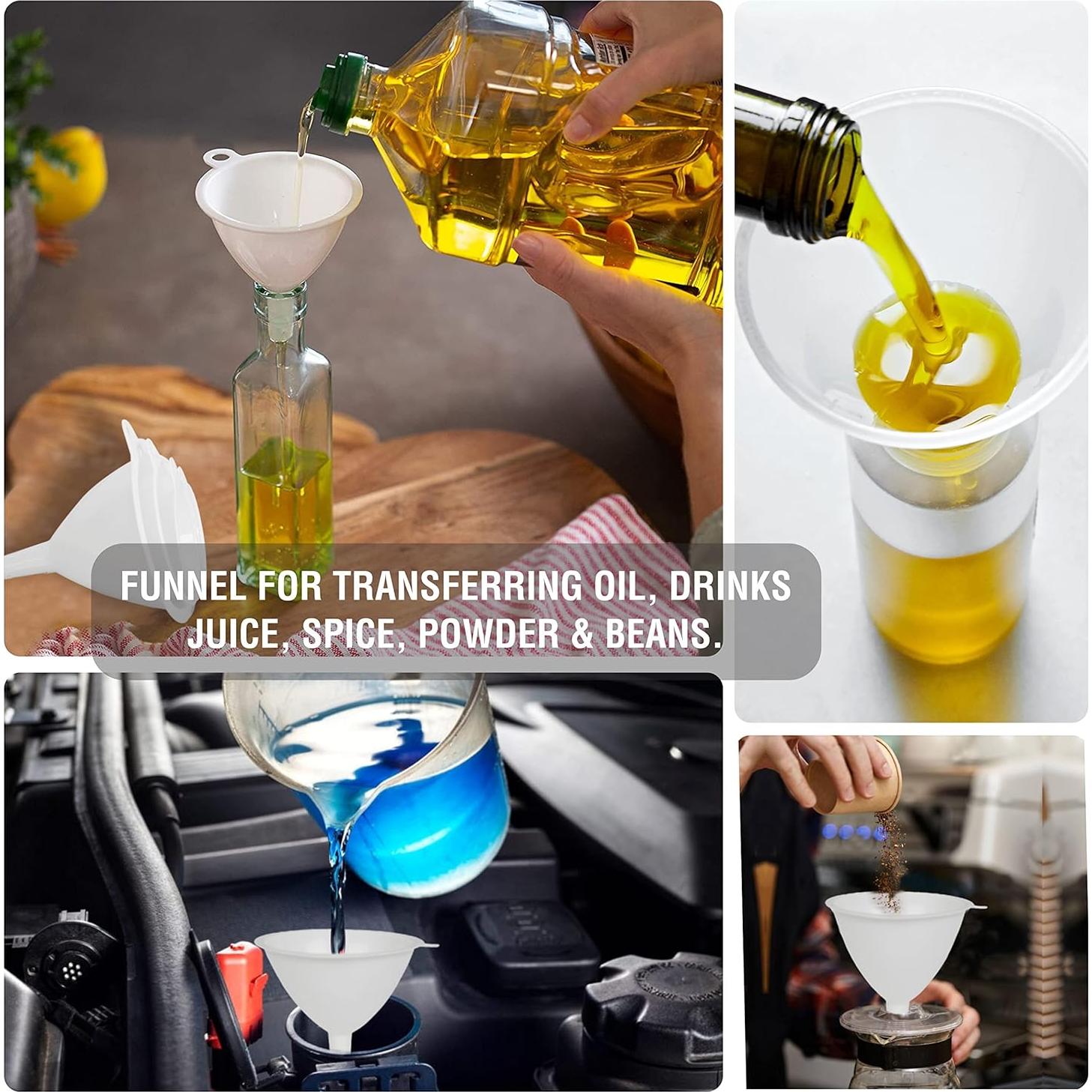 Set de 3 Embudos de Plástico JZ para Cocina y Taller