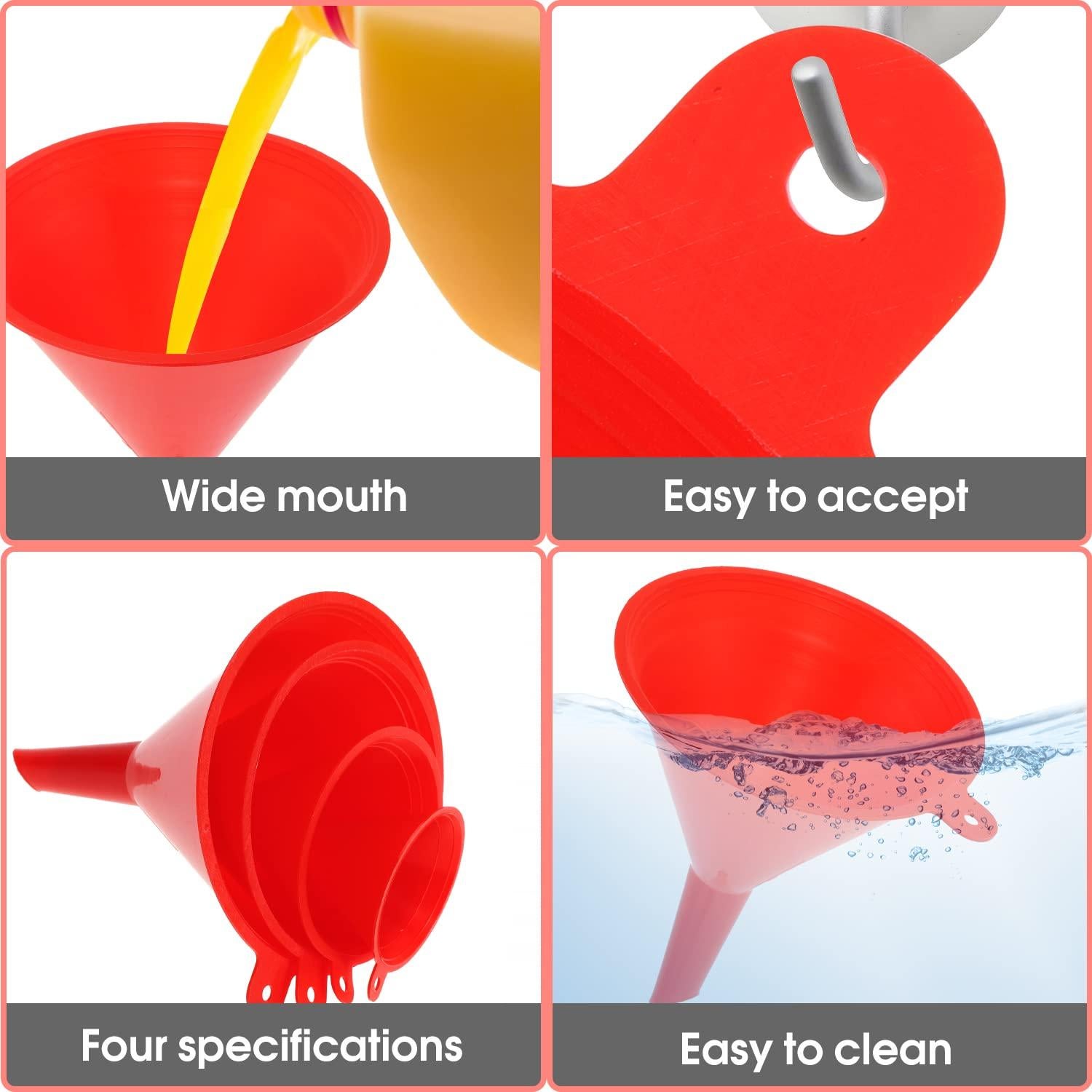 Juego de Embudos de Plástico Nayciiy - 4 Tamaños para Cocina y Taller