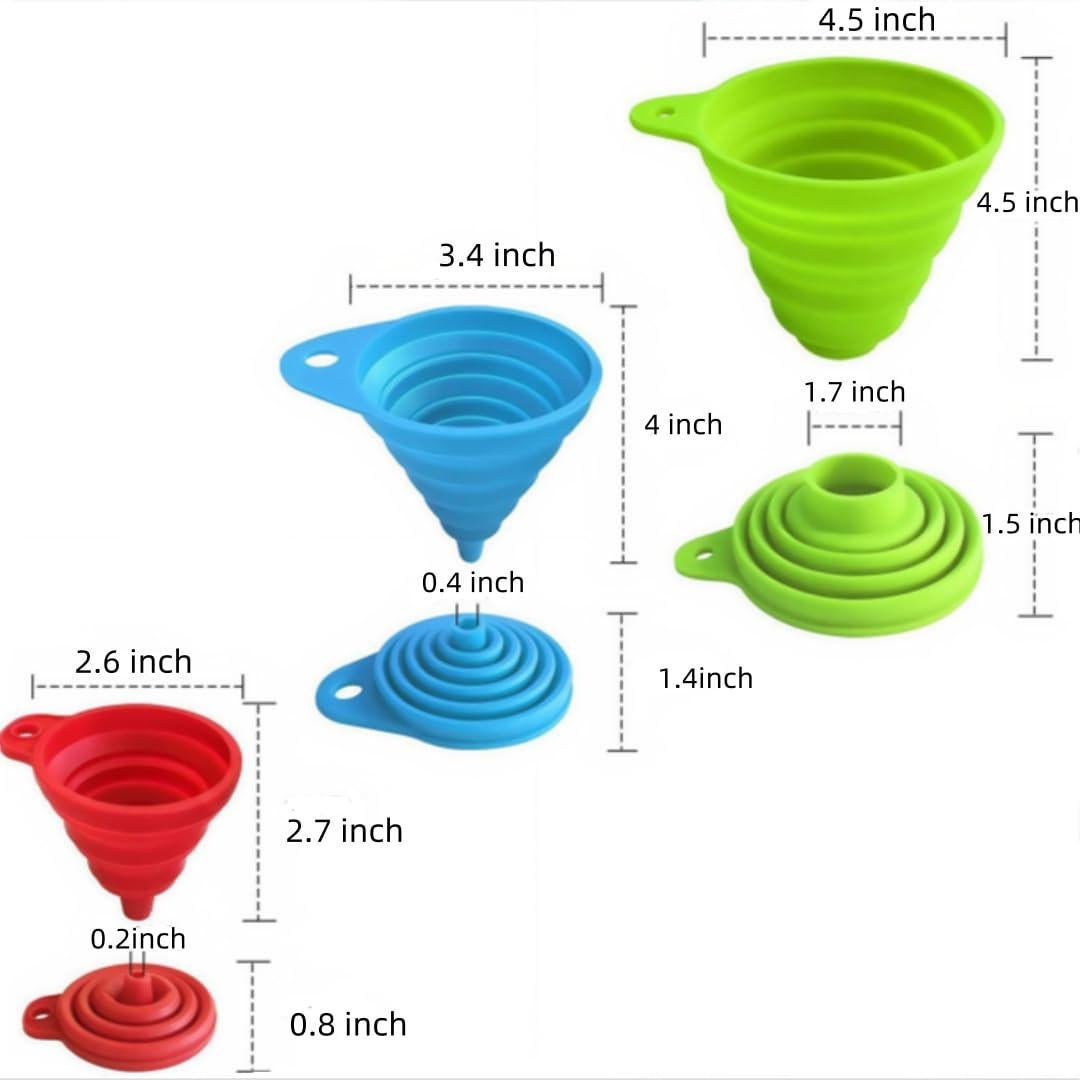 Juego de 3 Embudos de Cocina JQSAOKEYU Silicona Grado Alimenticio