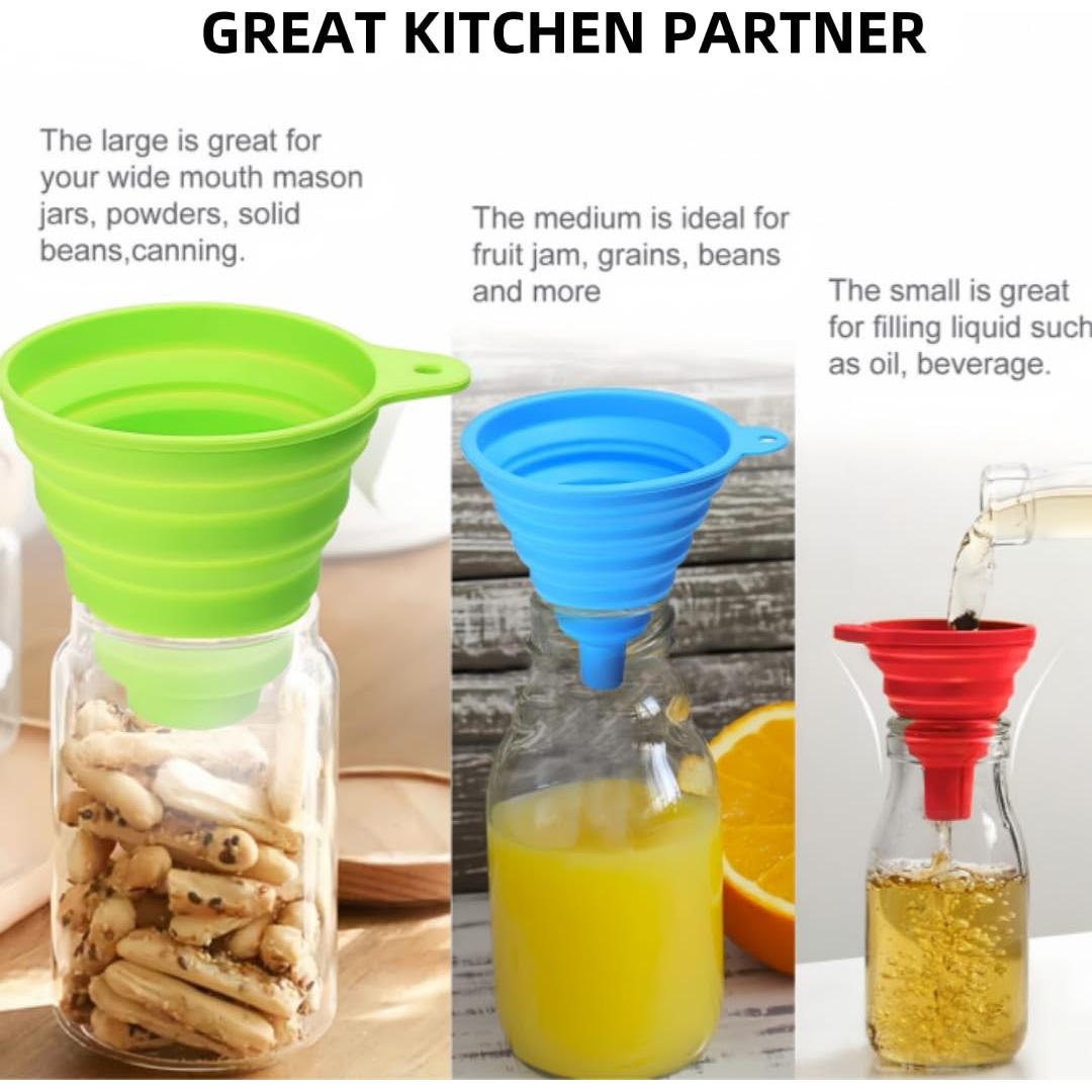 Juego de 3 Embudos de Cocina JQSAOKEYU Silicona Grado Alimenticio