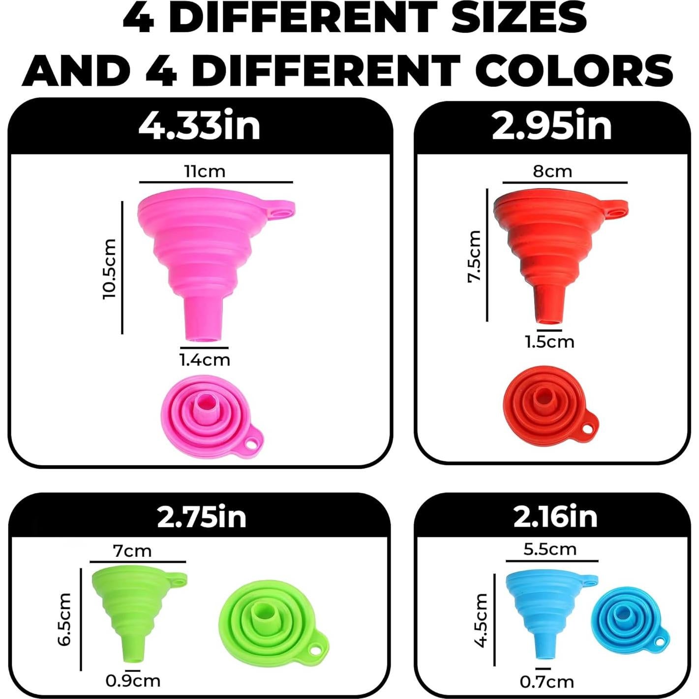 Set de 4 Embudos de Silicona Plegables Kolibrox - Boca Ancha