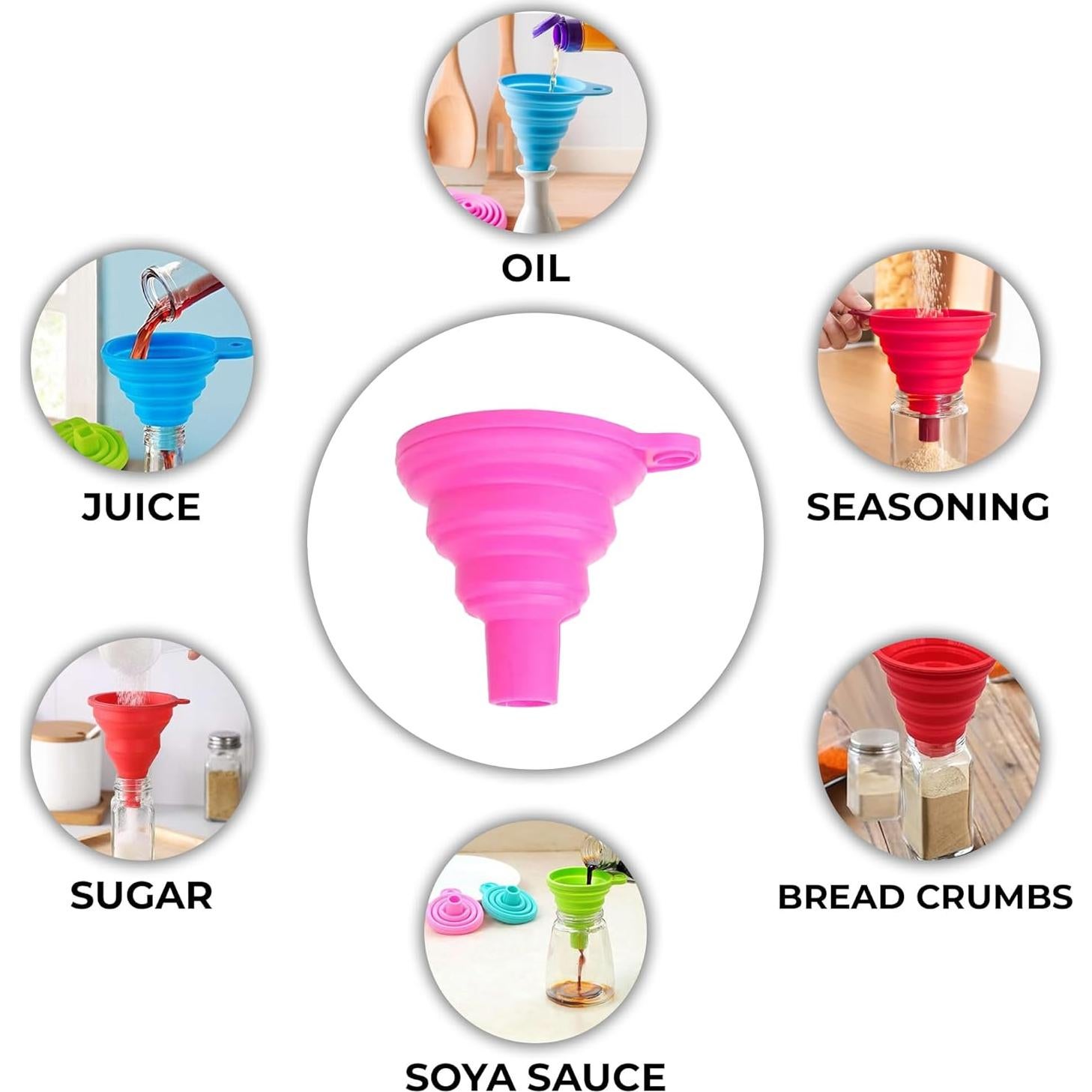 Set de 4 Embudos de Silicona Plegables Kolibrox - Boca Ancha