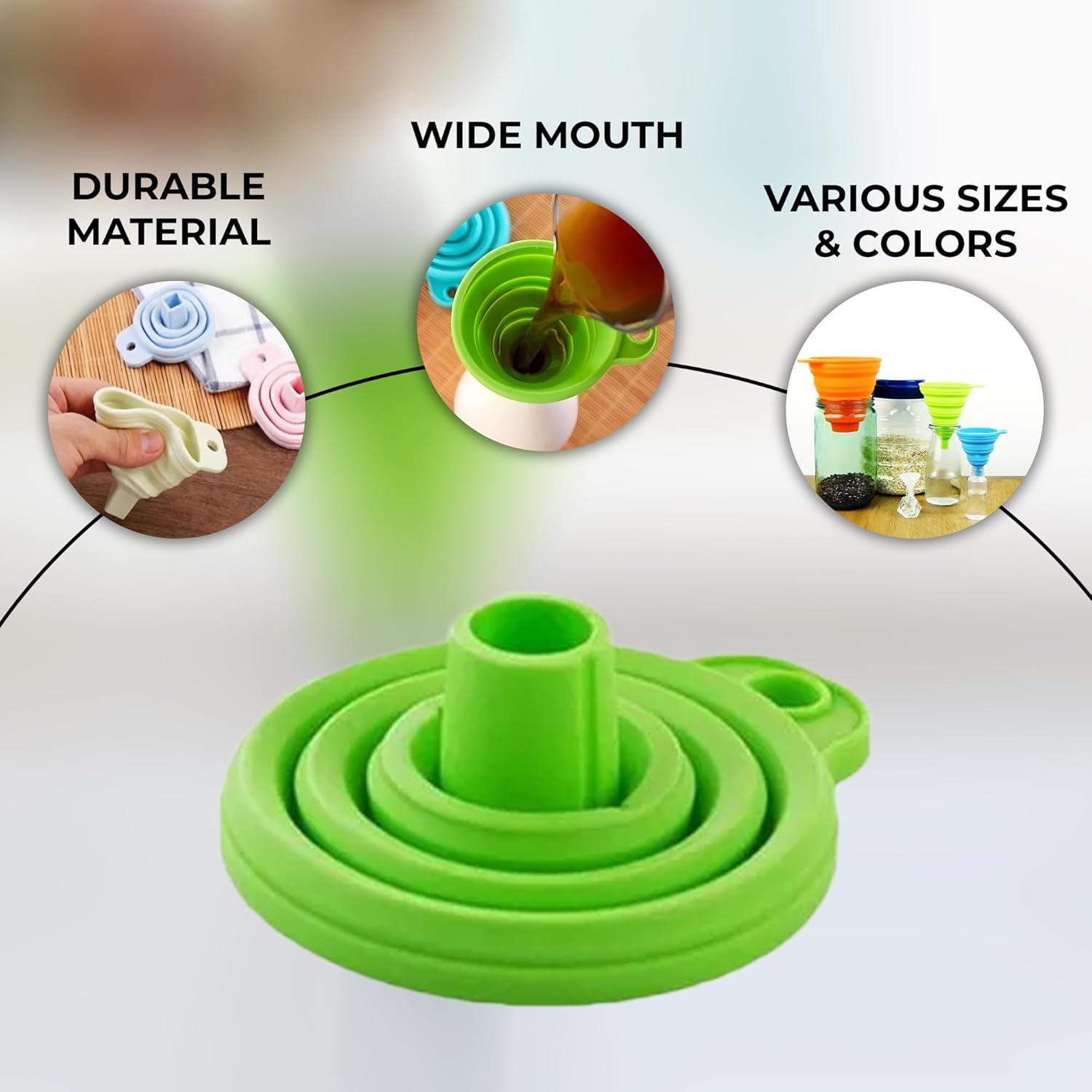 Set de 4 Embudos de Silicona Plegables Kolibrox - Boca Ancha