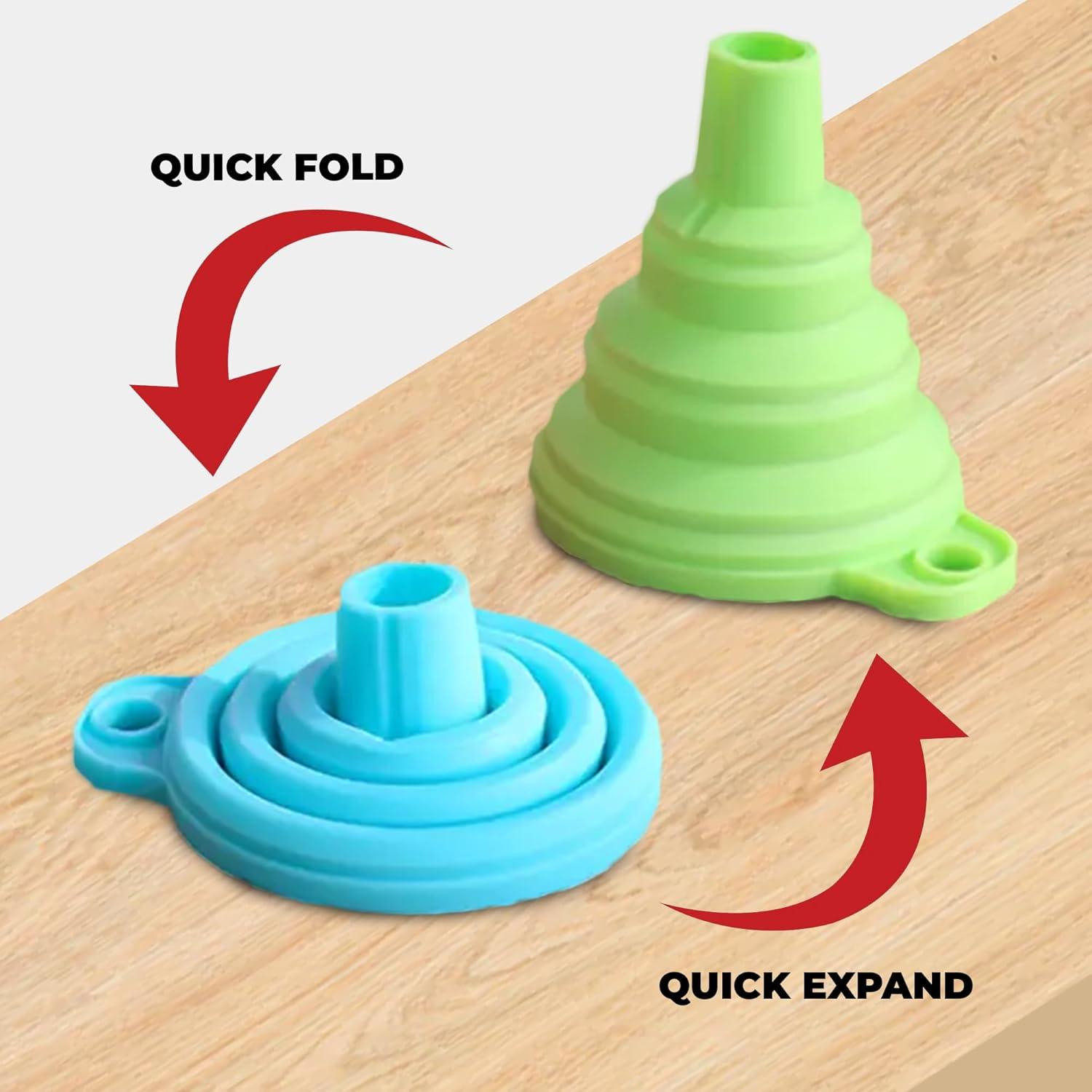 Set de 4 Embudos de Silicona Plegables Kolibrox - Boca Ancha