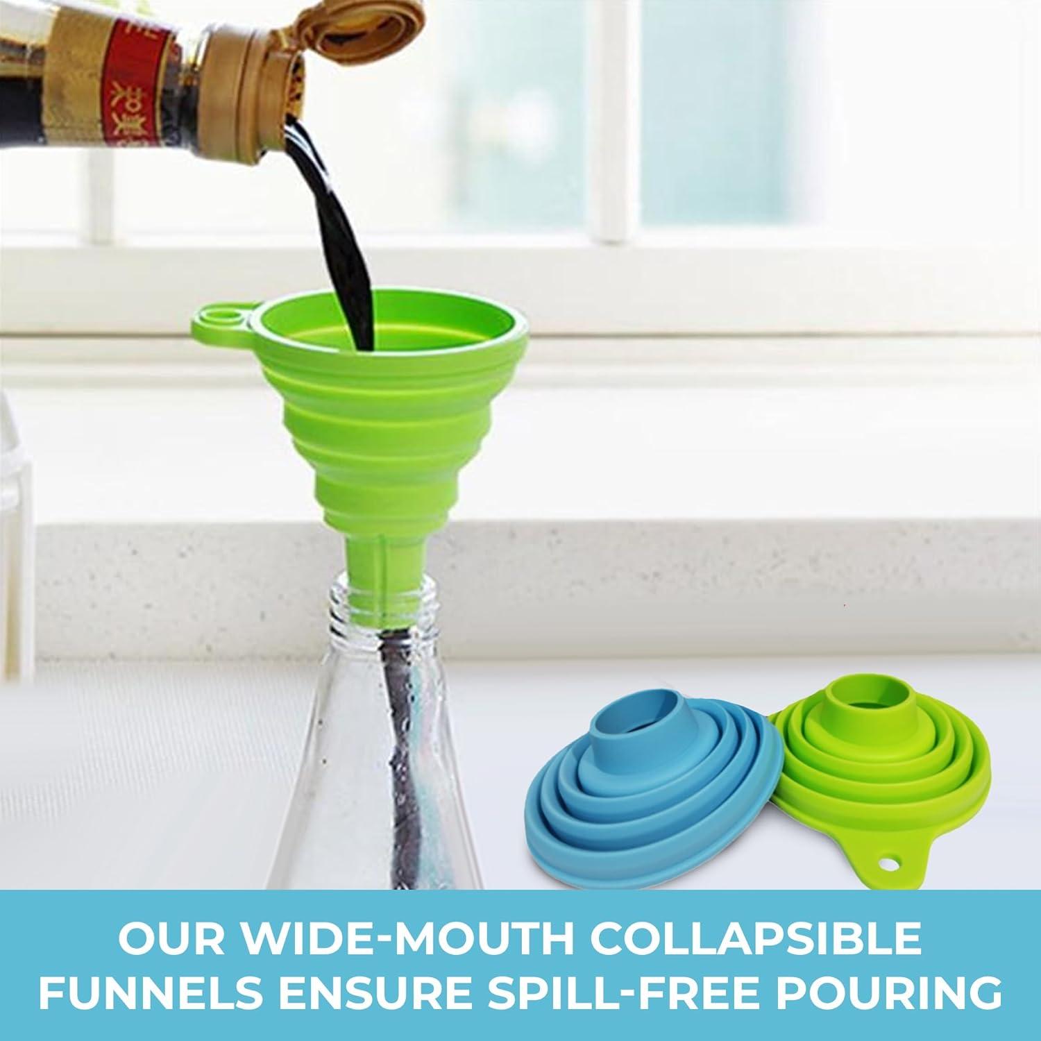 Set de 4 Embudos de Silicona Plegables Kolibrox - Boca Ancha