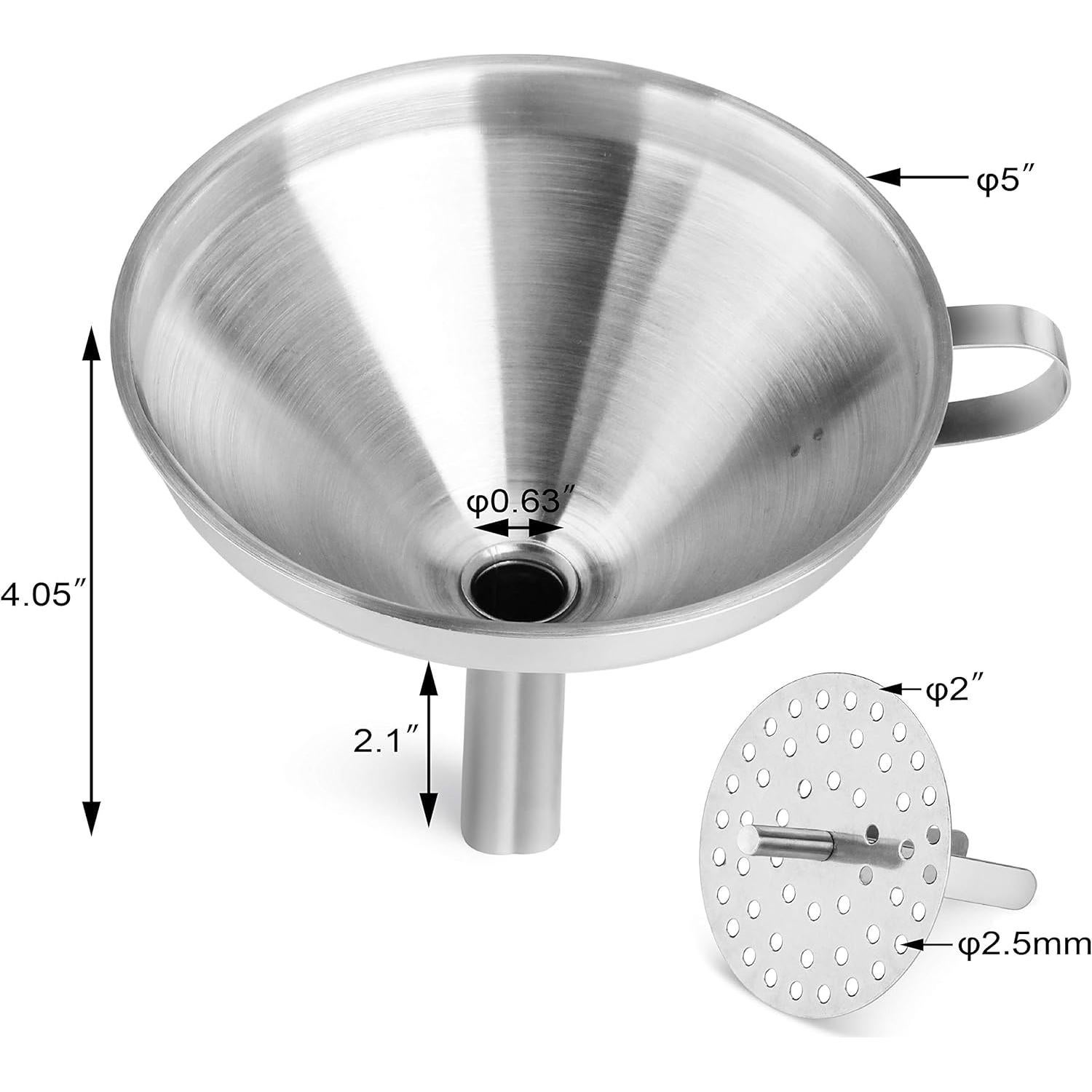 Embudo de Acero Inoxidable New Star 12,7 cm con Colador