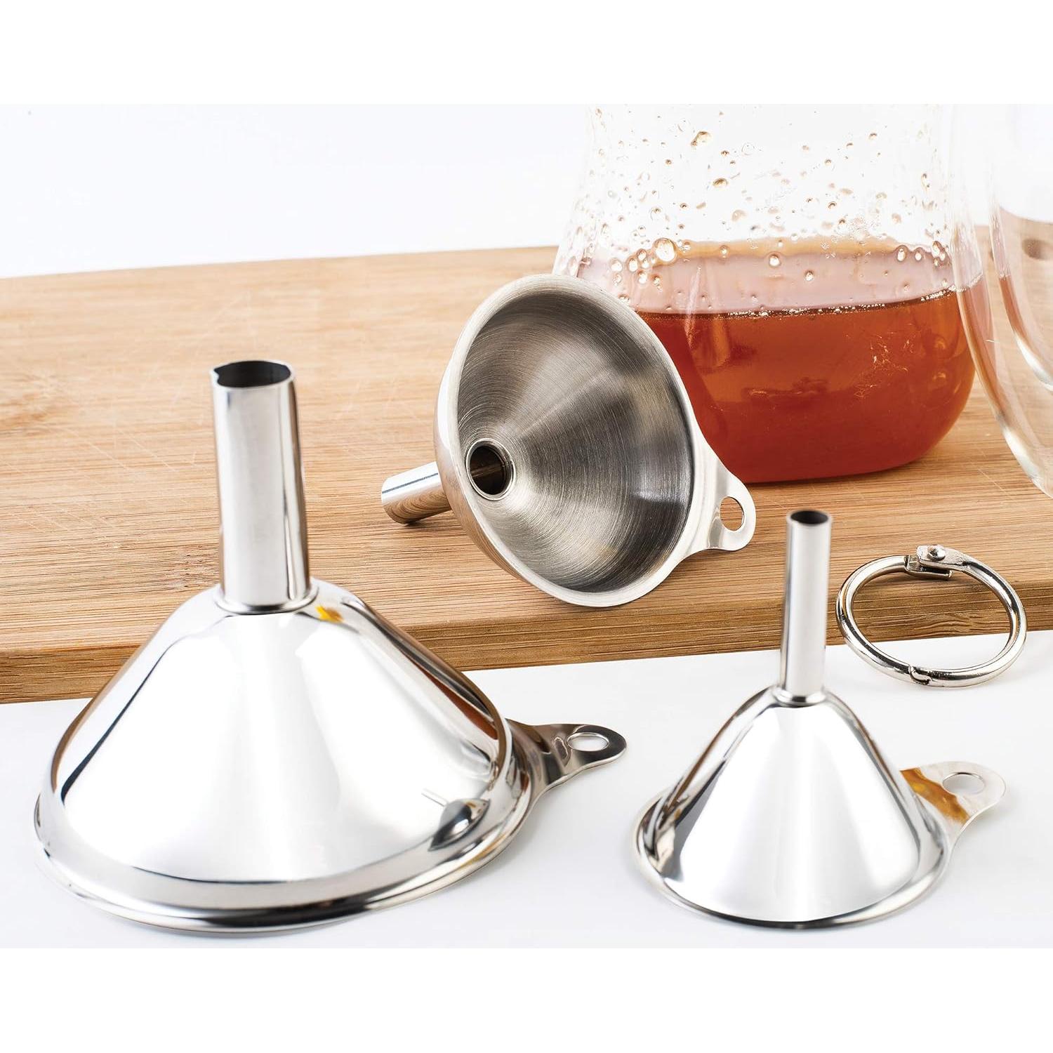 Juego de Embudos de Acero Inoxidable Fox Run 3 Piezas