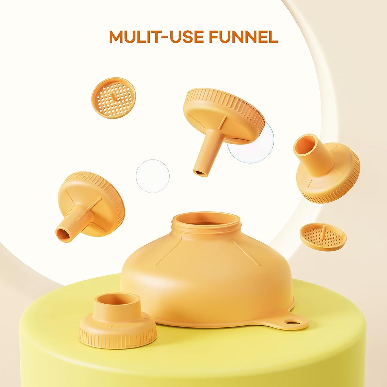 Embudo Versátil Pisol con 5 Picos y 2 Coladores Naranja