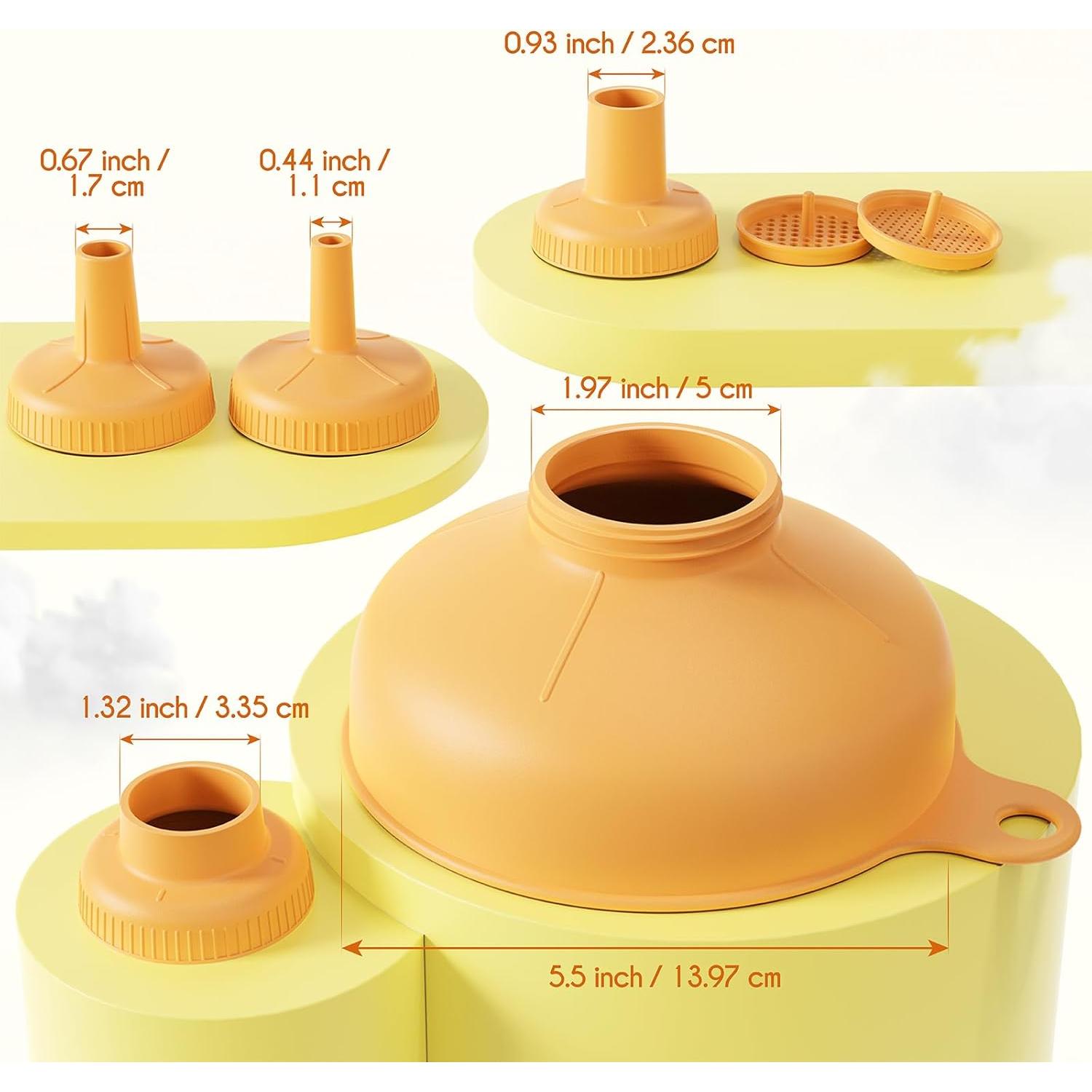 Embudo Versátil Pisol con 5 Picos y 2 Coladores Naranja