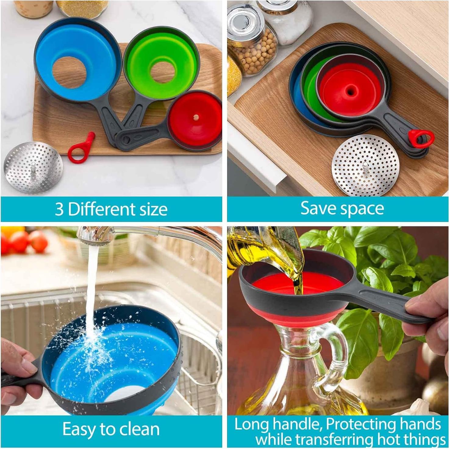 Juego de Embudos de Silicona Kalave 4 Piezas para Cocina