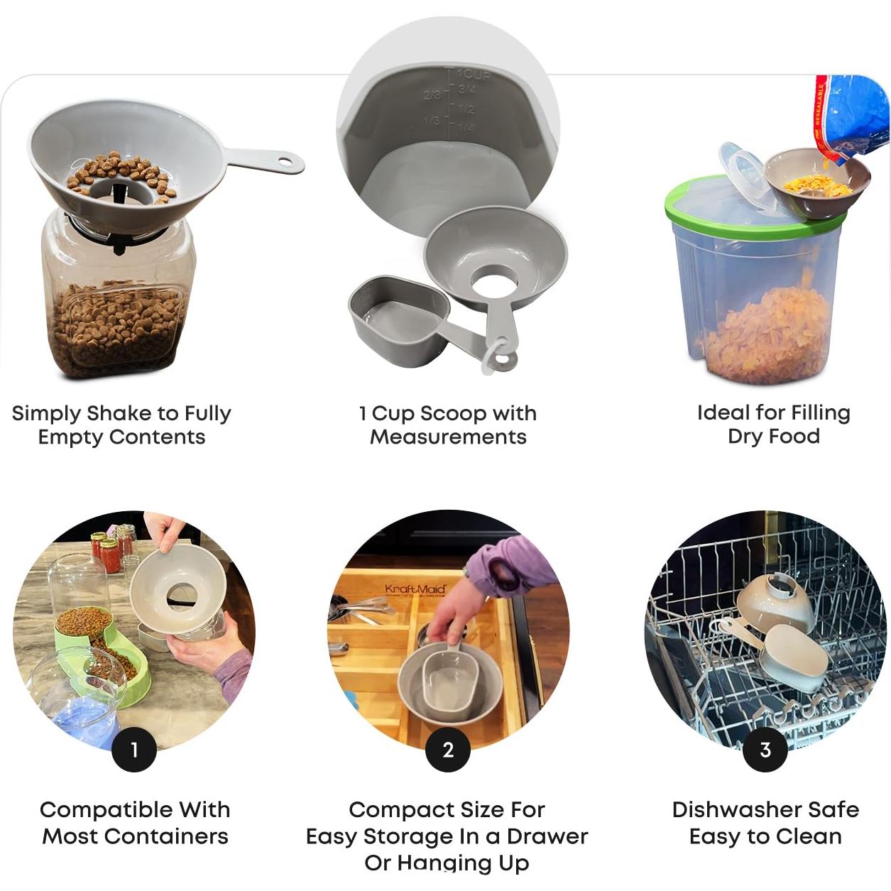 Embudo de Boca Ancha con Cucharas Medidoras 1 Taza