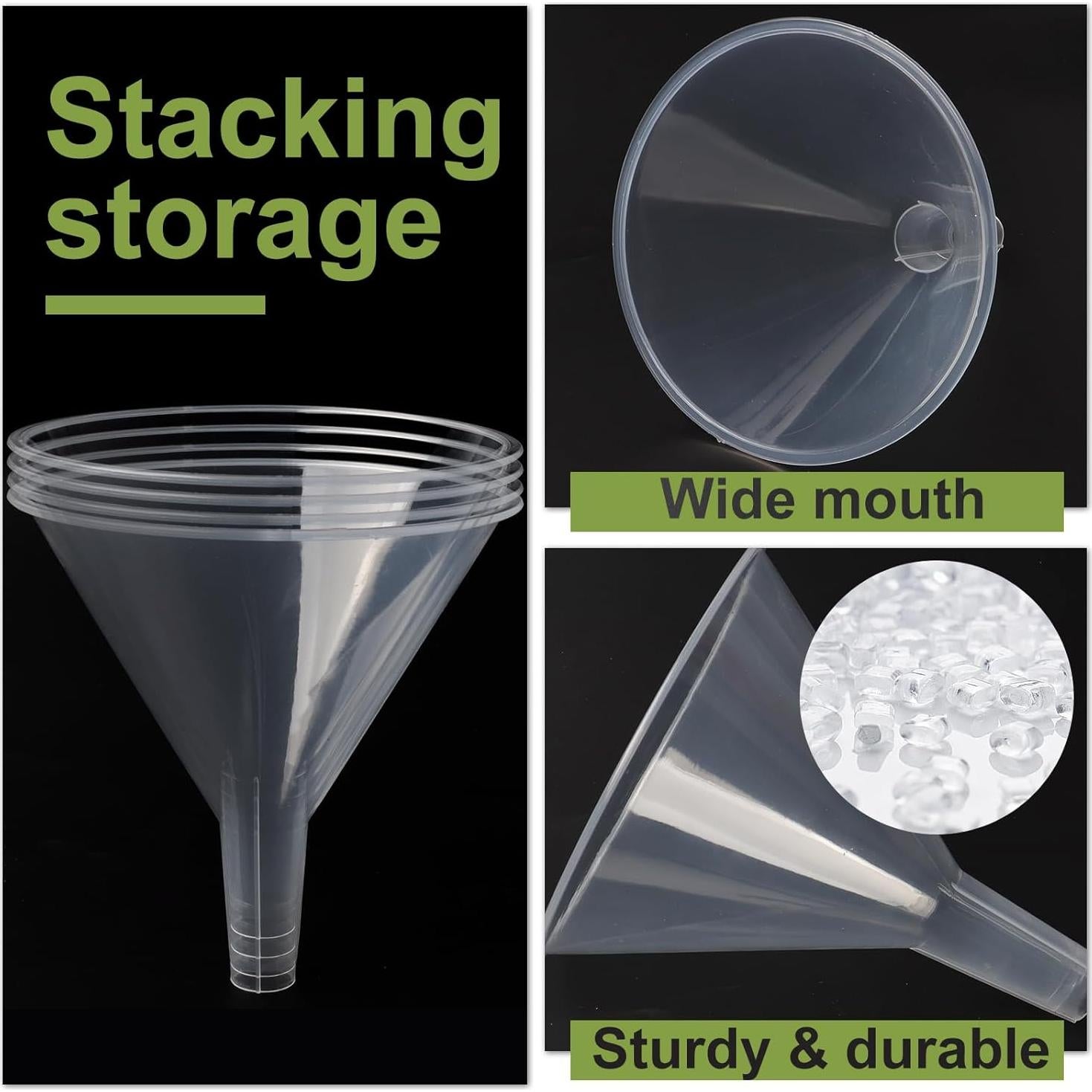 Paquete de 6 embudos plásticos SBYURE 11.68 cm transparentes