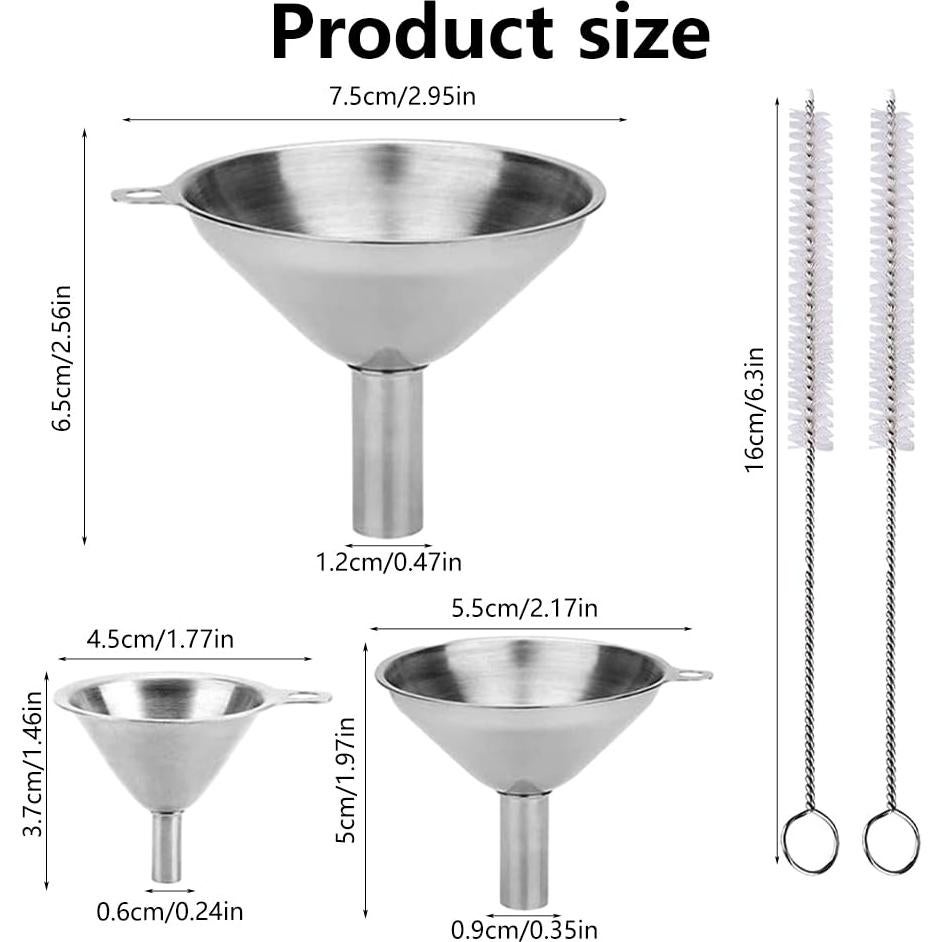 Juego de 3 Embudos de Acero Inoxidable Restynic