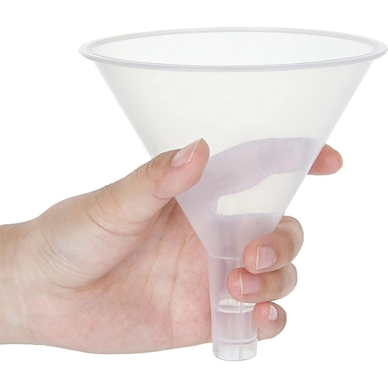 RHBLME 20 PCS Plastic Funnels Set, 4.7 Inch Wide Mouth Clear Plastic Funnels for Filling Bottles, Multipurpose Large Funnel with Long Reaching Spout, Water Bottle Funnel for Powder Liquid Spices