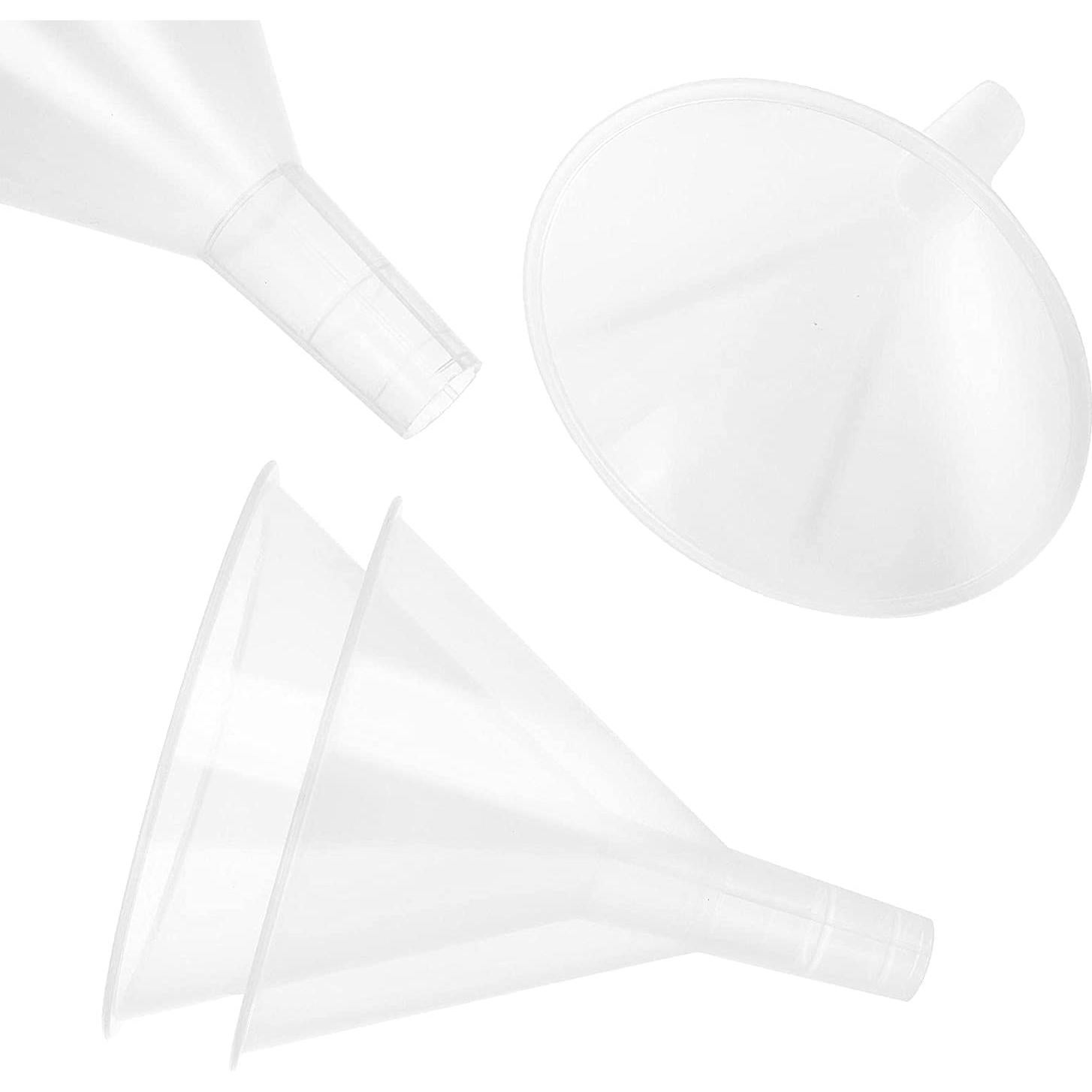 RHBLME 20 PCS Plastic Funnels Set, 4.7 Inch Wide Mouth Clear Plastic Funnels for Filling Bottles, Multipurpose Large Funnel with Long Reaching Spout, Water Bottle Funnel for Powder Liquid Spices
