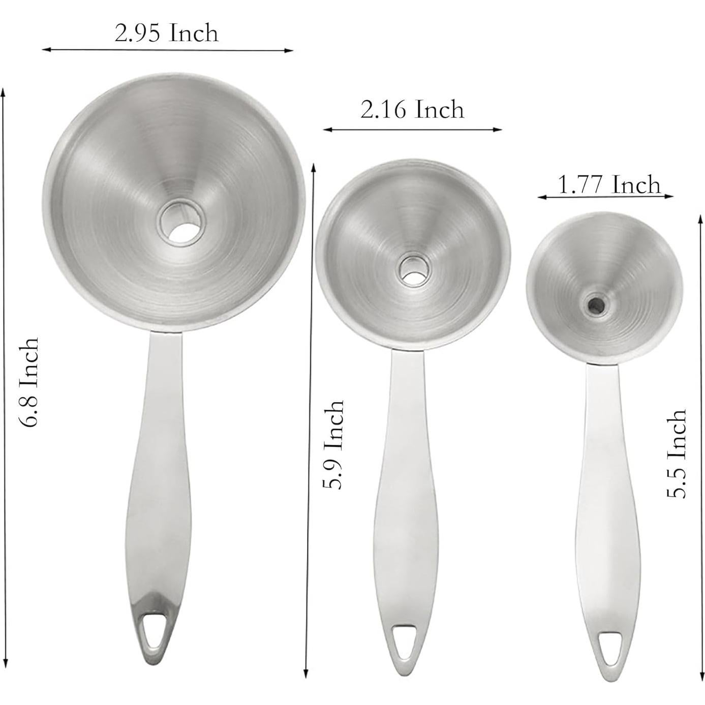 Embudo de Acero Inoxidable YIKANGHENG 3 Piezas con Mango
