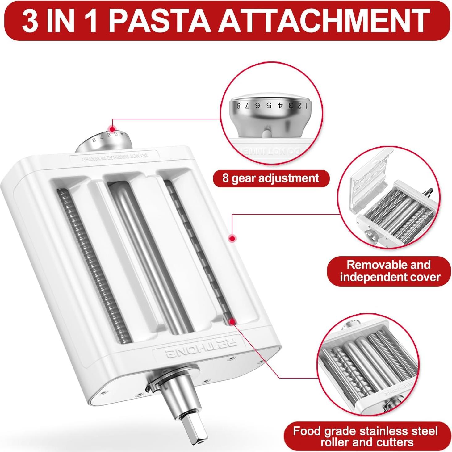 RETHONE Accesorio Pasta KitchenAid 3 en 1 Acero Inoxidable
