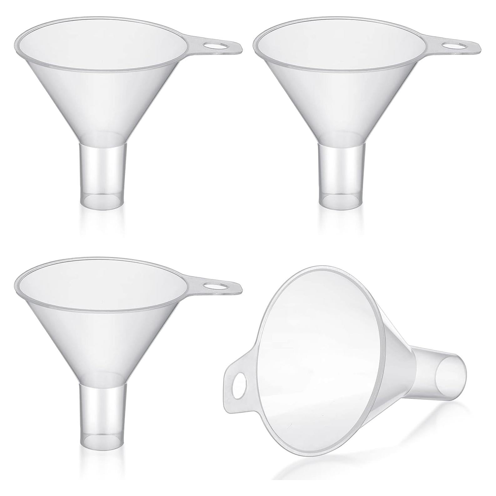 4 Embudos de Plástico Transparentes Yetene 6.5 cm Boca Ancha