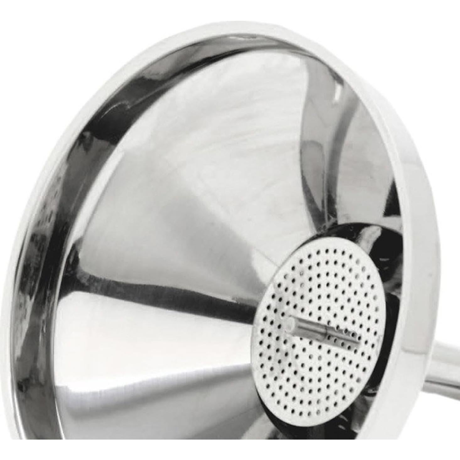 Embudo de acero inoxidable Norpro 14 cm con colador desmontable