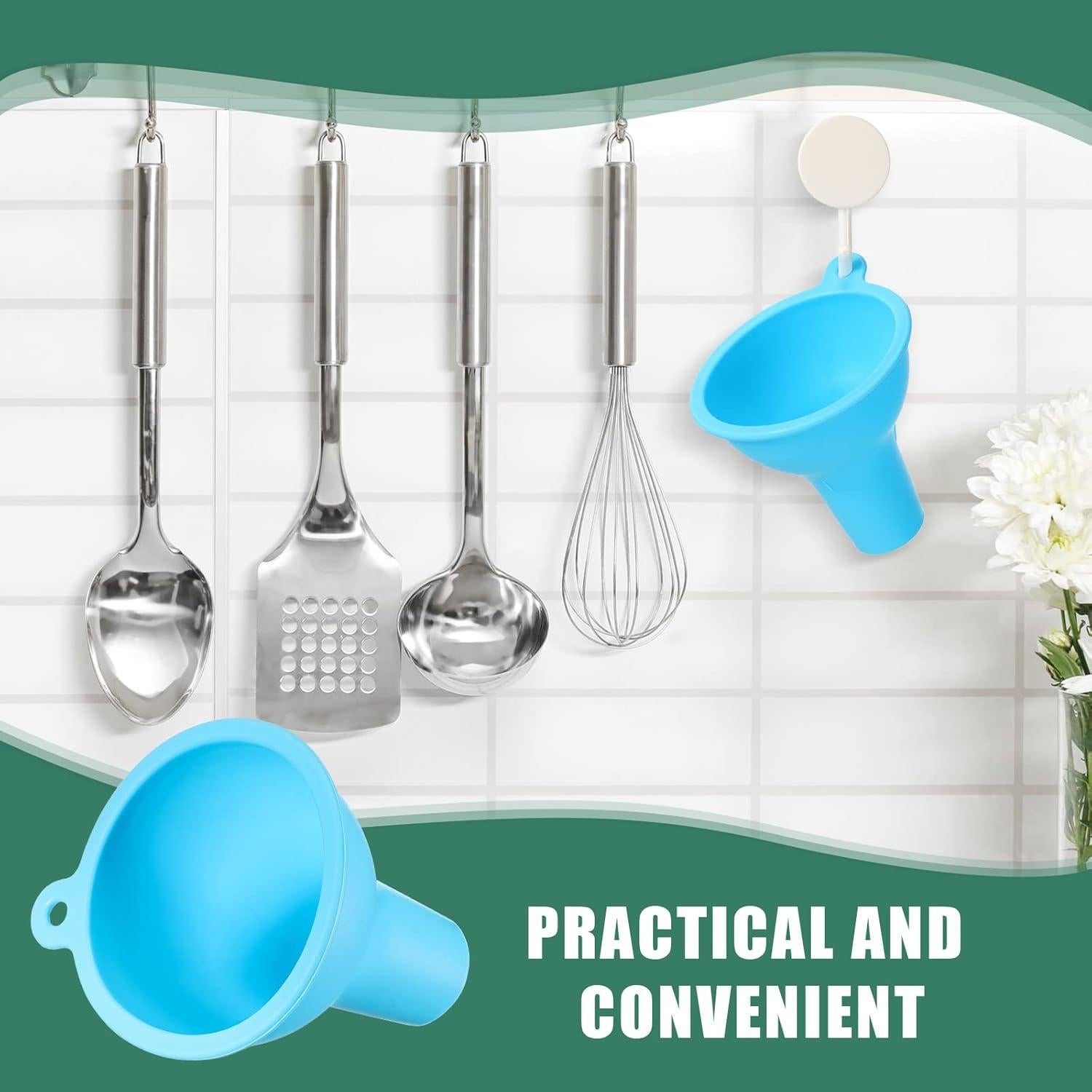 Juego de 4 Embudos de Silicona Flexibles para Cocina