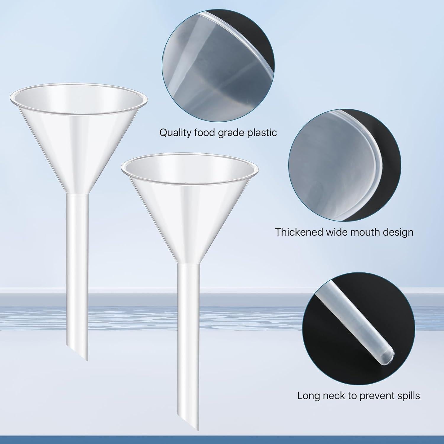 25 Embudos de Plástico Elesunory 16.8 cm Boca Ancha