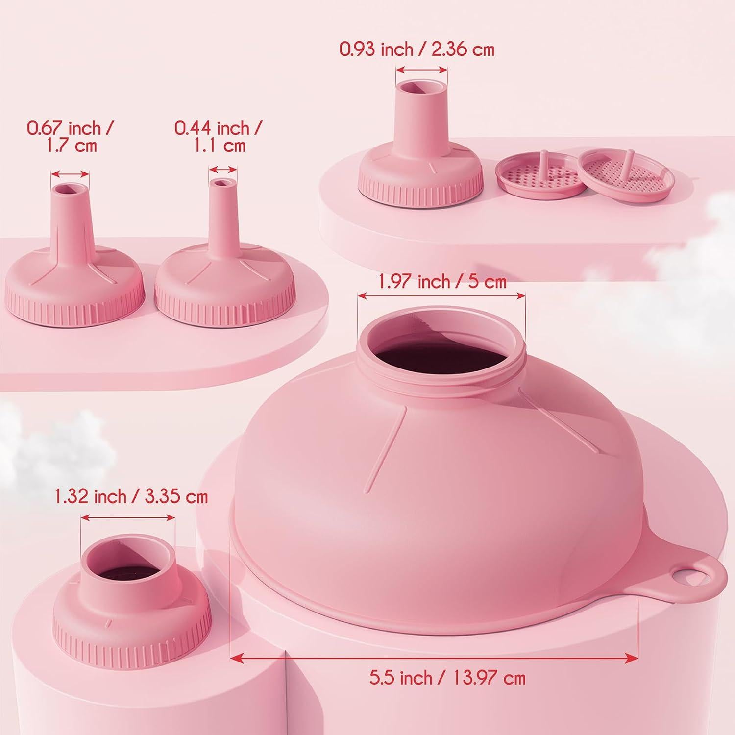 Embudo Versátil Pisol Rosa con 5 Picos y 2 Coladores