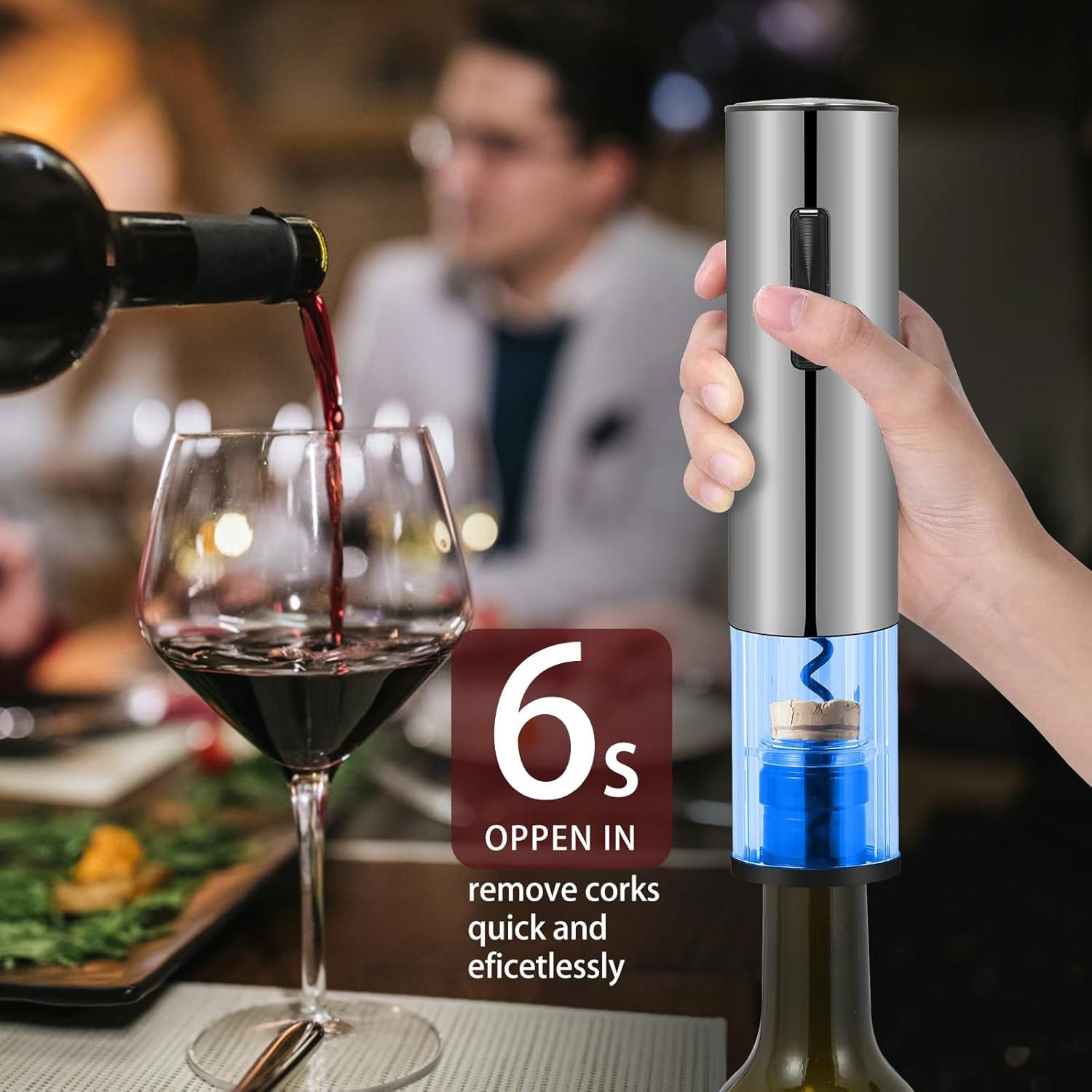 Abridor de Vino Eléctrico VIDYSUFYR Plata Recargable con Luz LED