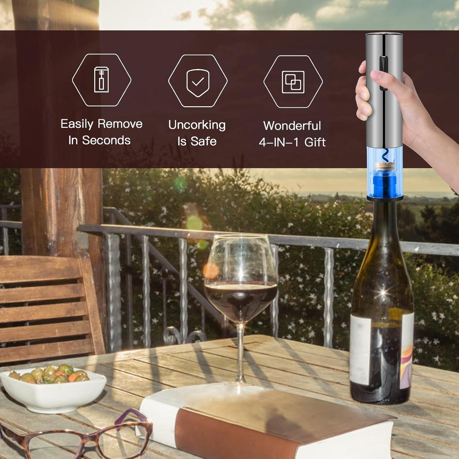 Abridor de Vino Eléctrico VIDYSUFYR Plata Recargable con Luz LED