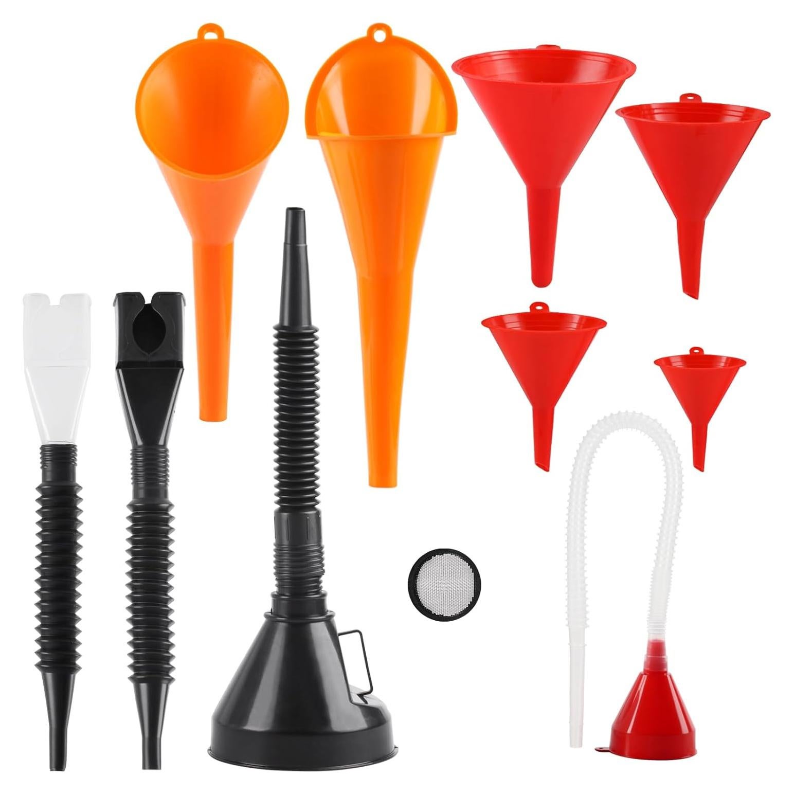 Juego de 10 embudos automotrices XhjzgcTech - Boca ancha y flexibles