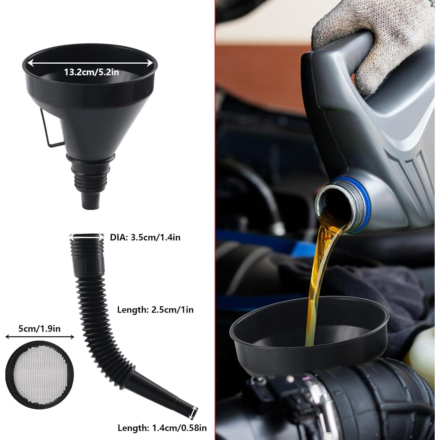 Juego de 10 embudos automotrices XhjzgcTech - Boca ancha y flexibles