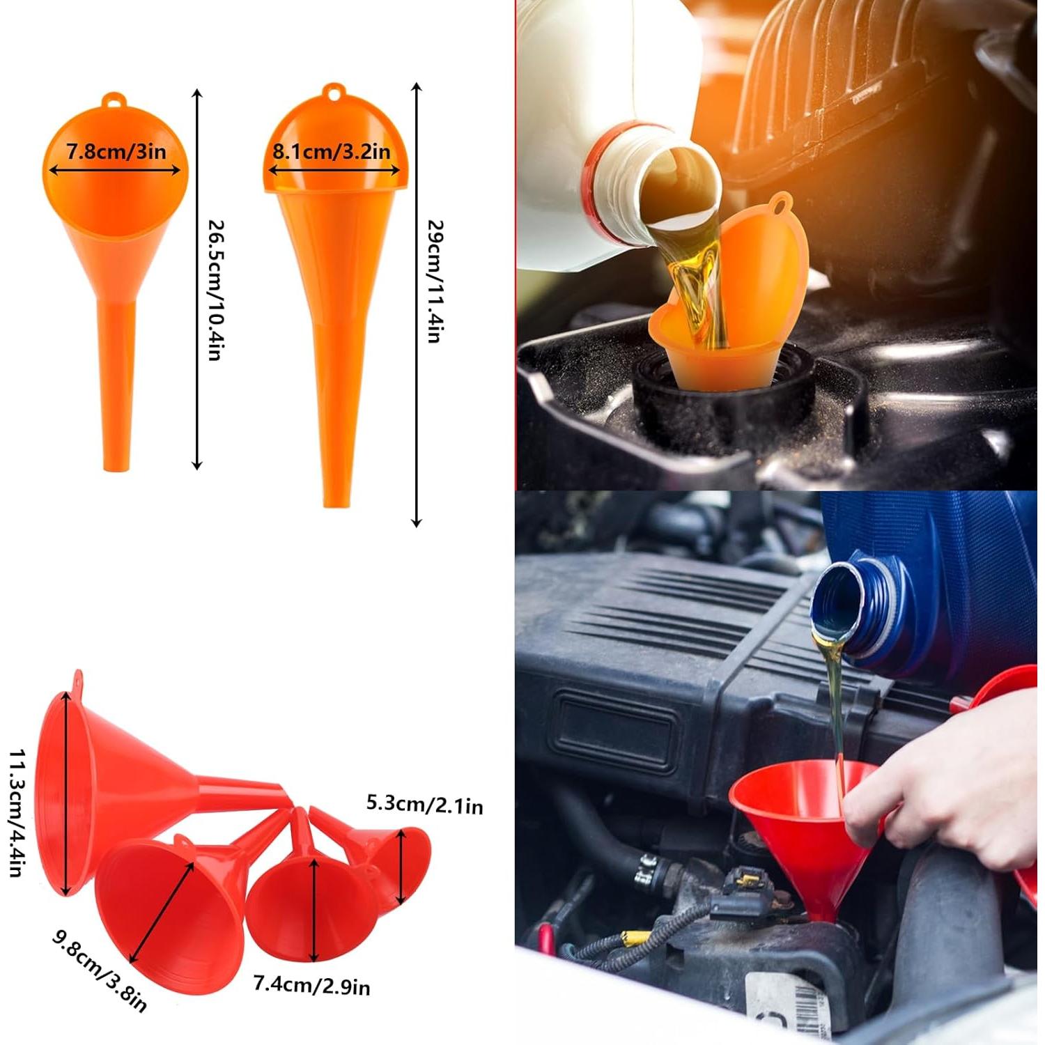 Juego de 10 embudos automotrices XhjzgcTech - Boca ancha y flexibles