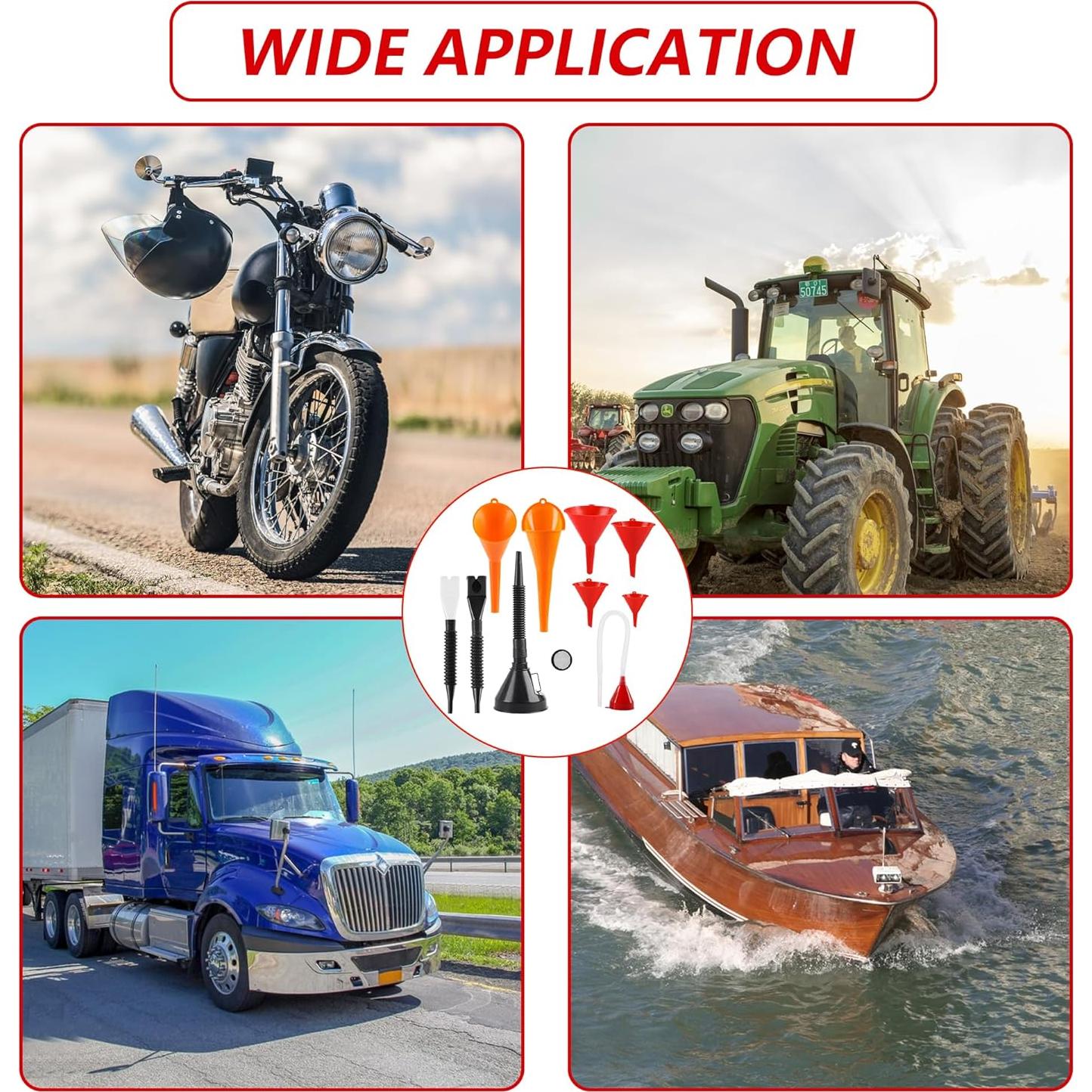 Juego de 10 embudos automotrices XhjzgcTech - Boca ancha y flexibles