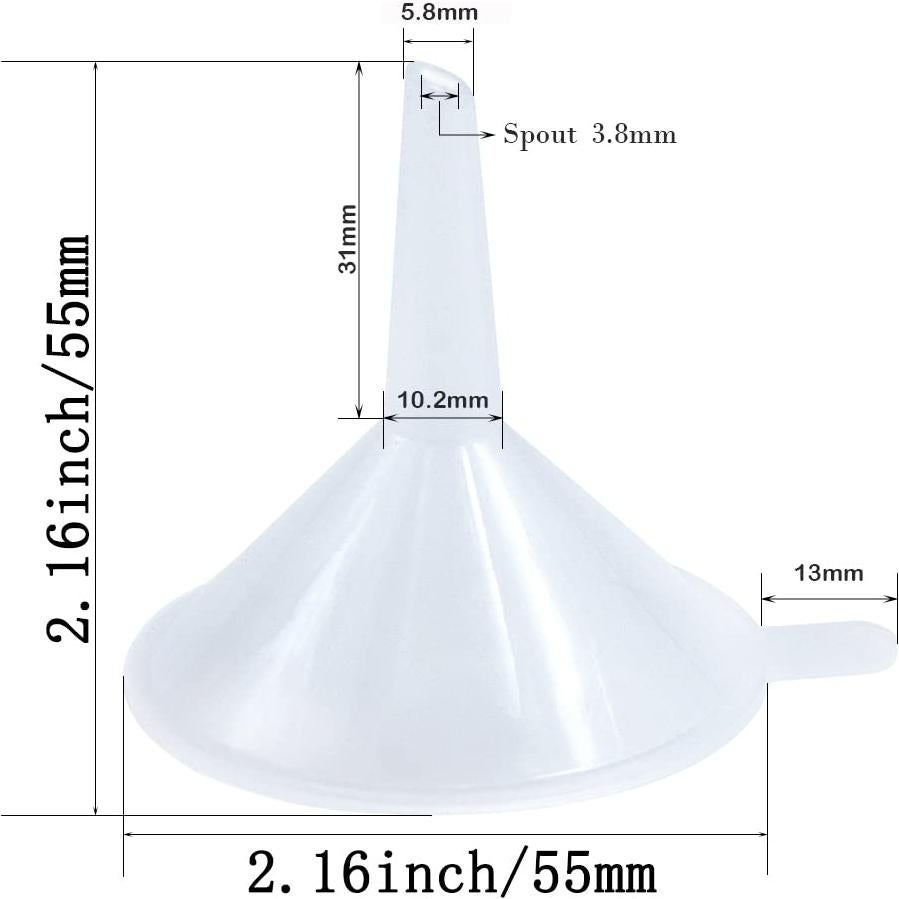 Embudo Mini Auerllcy 5,48 cm Plástico Transparente 12 Pcs