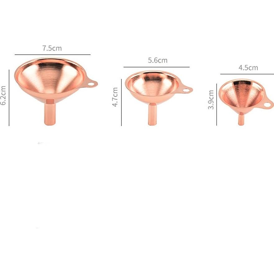 Conjunto 3 embudos acero inoxidable oro rosa 4.5-7.5 cm