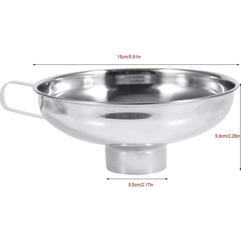 Embudo de Acero Inoxidable Tomotato Boca Ancha 15 cm