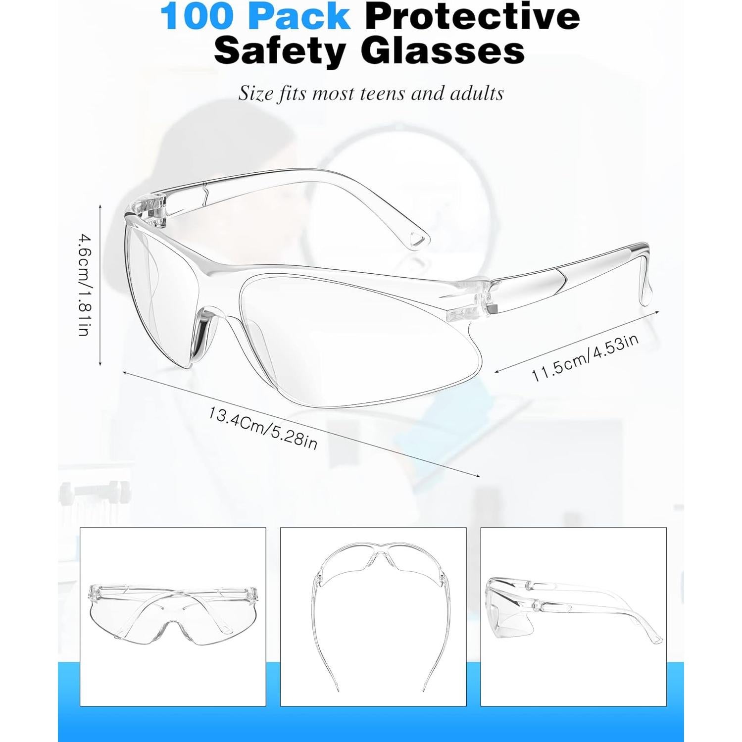 Xuhal 100 Pares Gafas de Seguridad Claras ANSI Z87.1