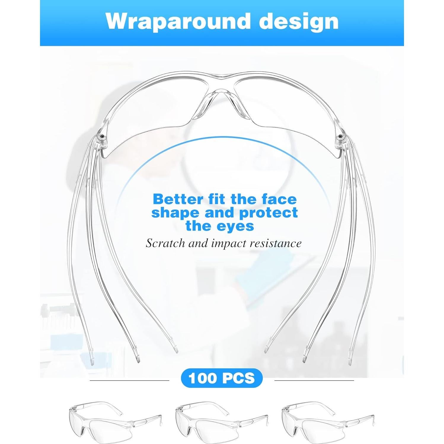 Xuhal 100 Pares Gafas de Seguridad Claras ANSI Z87.1