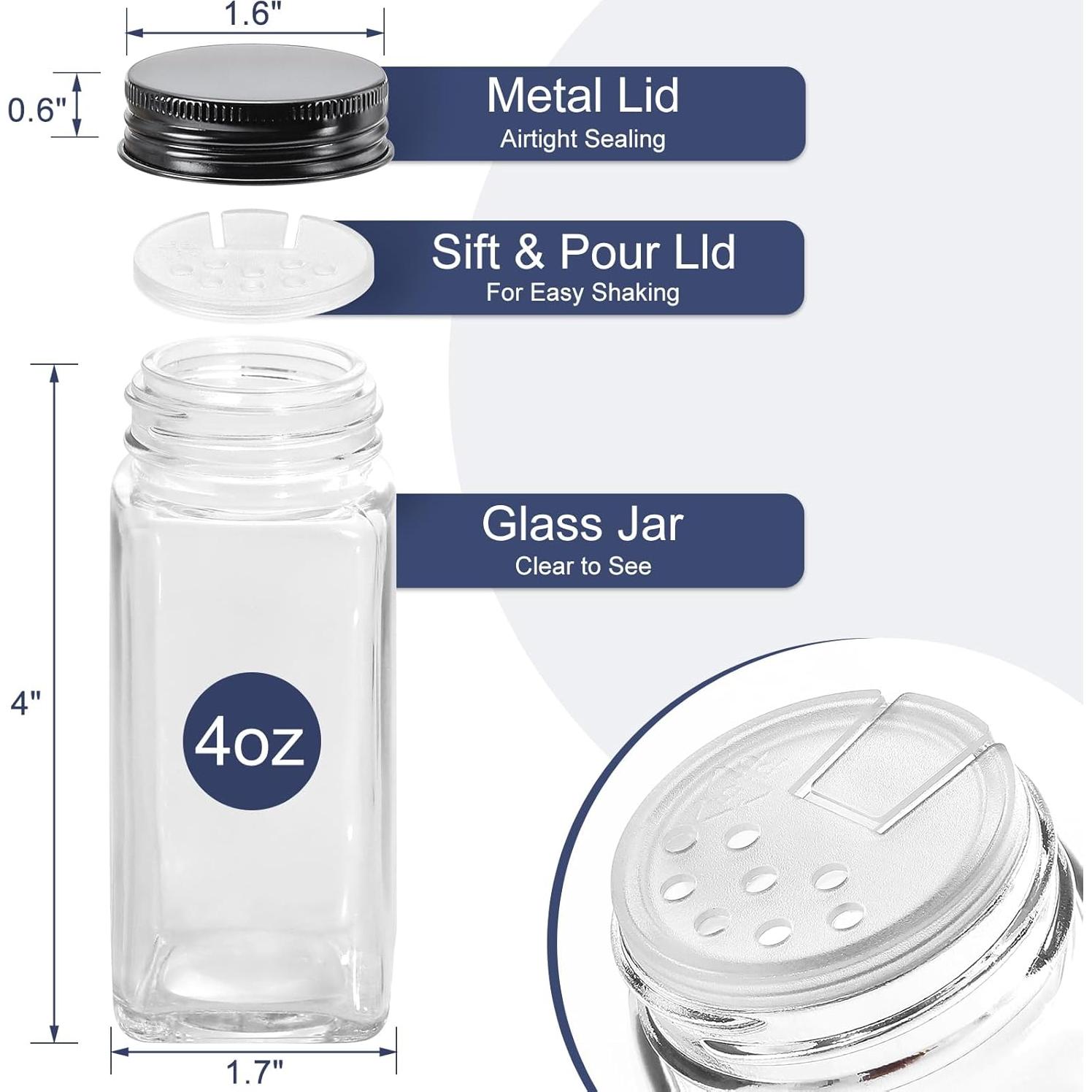 Organizador de Especias AOZITA 28 Frascos Vidrio Negro