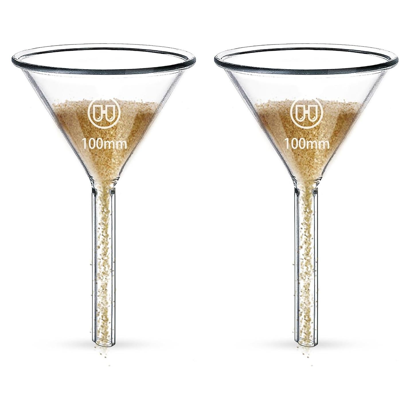 Juego de 2 embudos de vidrio HUAOU 100mm borosilicato