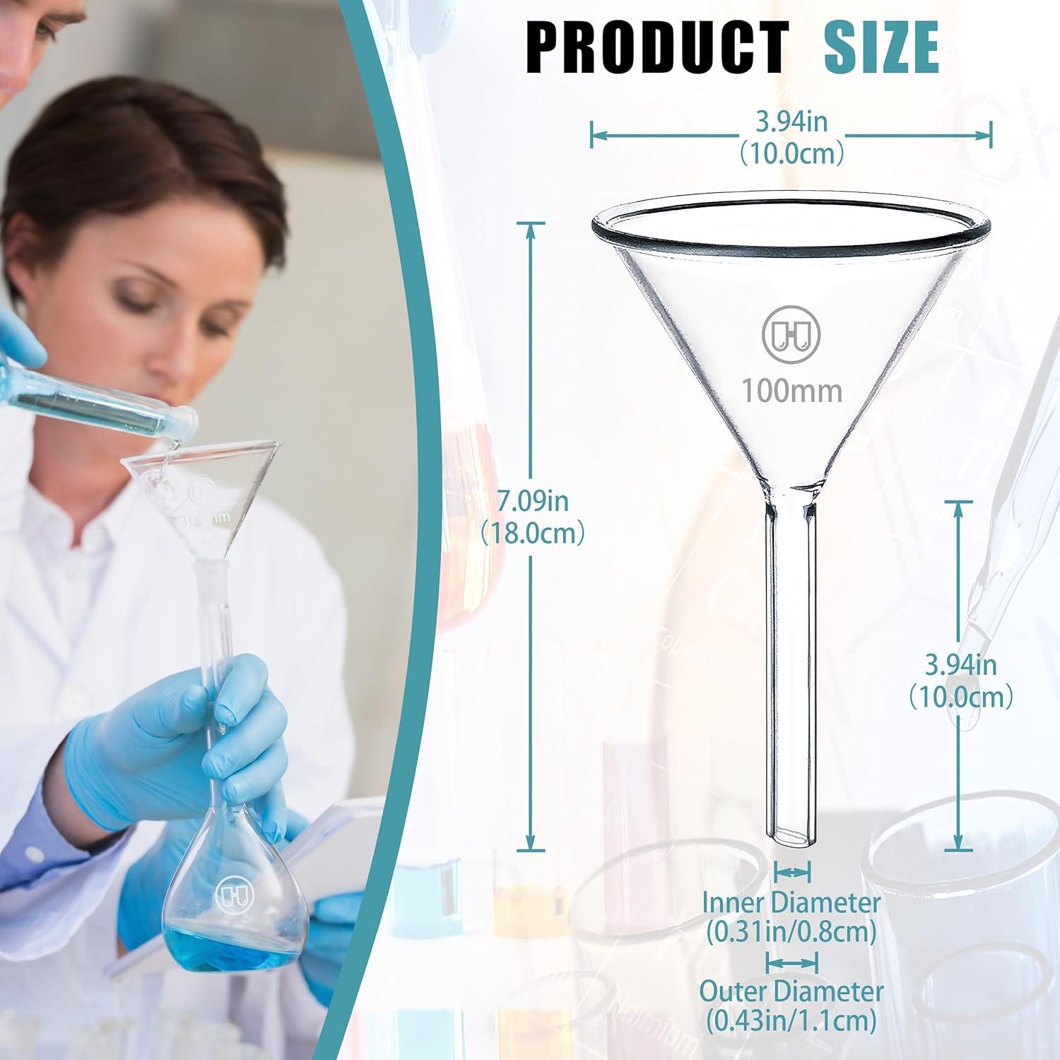 Juego de 2 embudos de vidrio HUAOU 100mm borosilicato