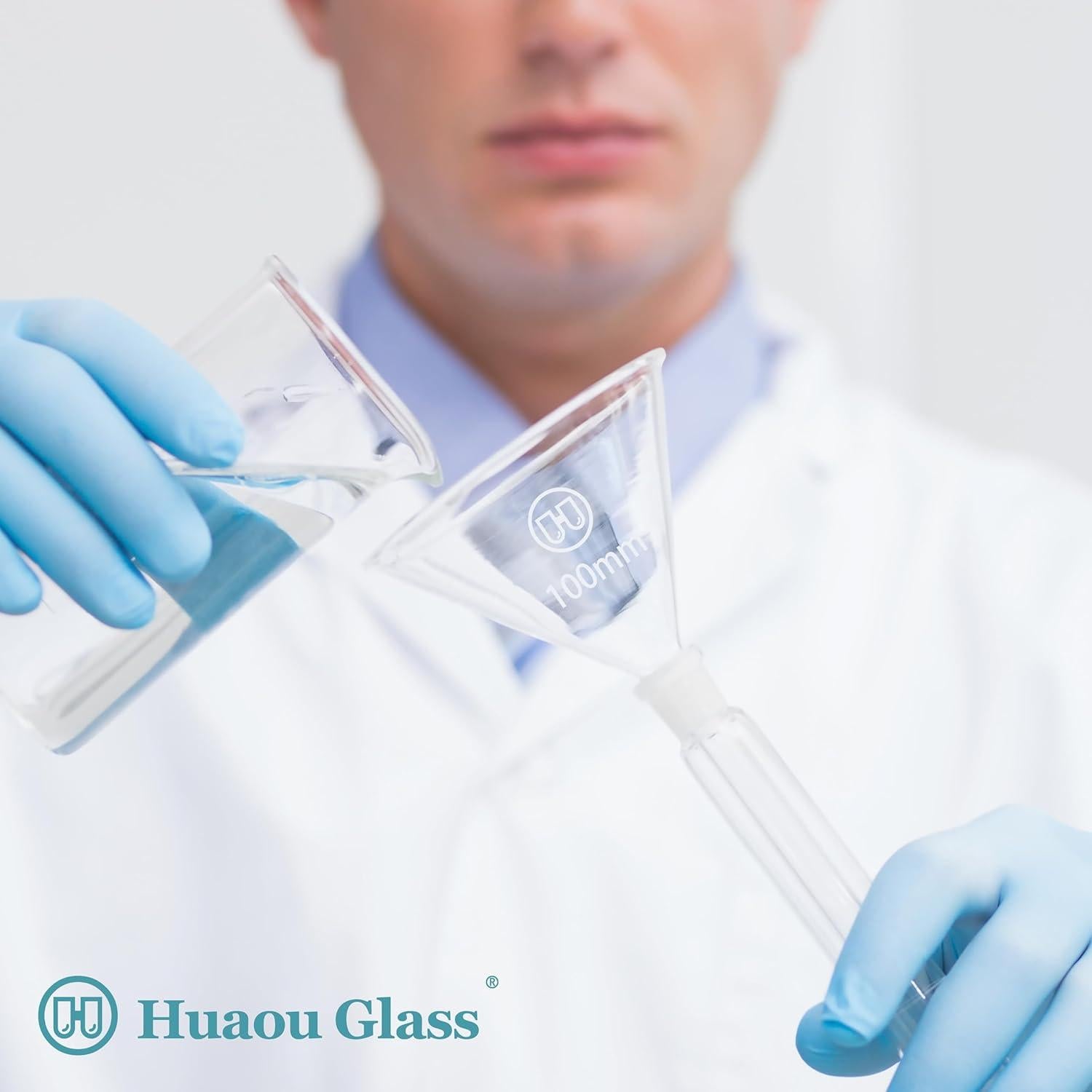 Juego de 2 embudos de vidrio HUAOU 100mm borosilicato