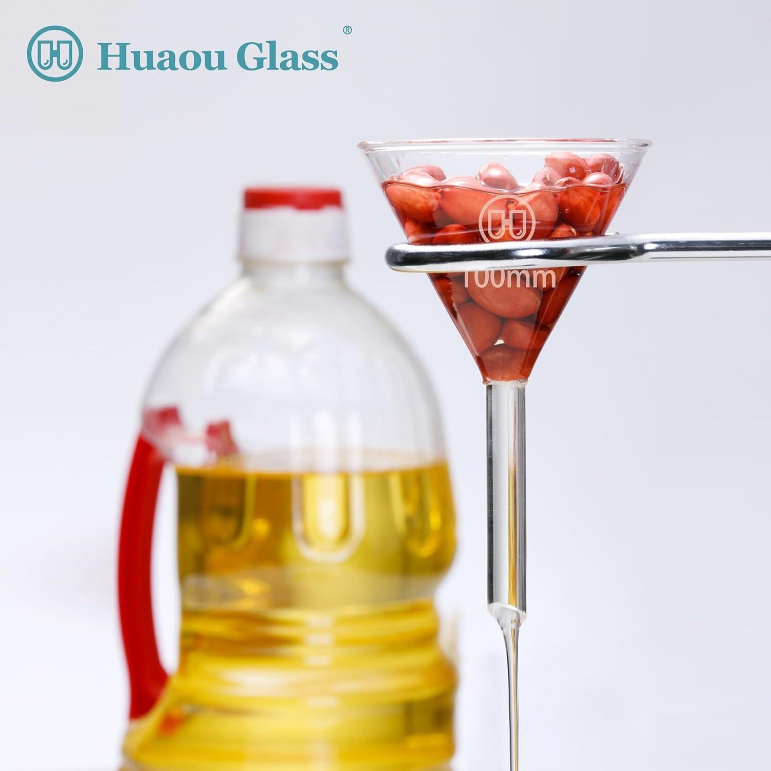 Juego de 2 embudos de vidrio HUAOU 100mm borosilicato