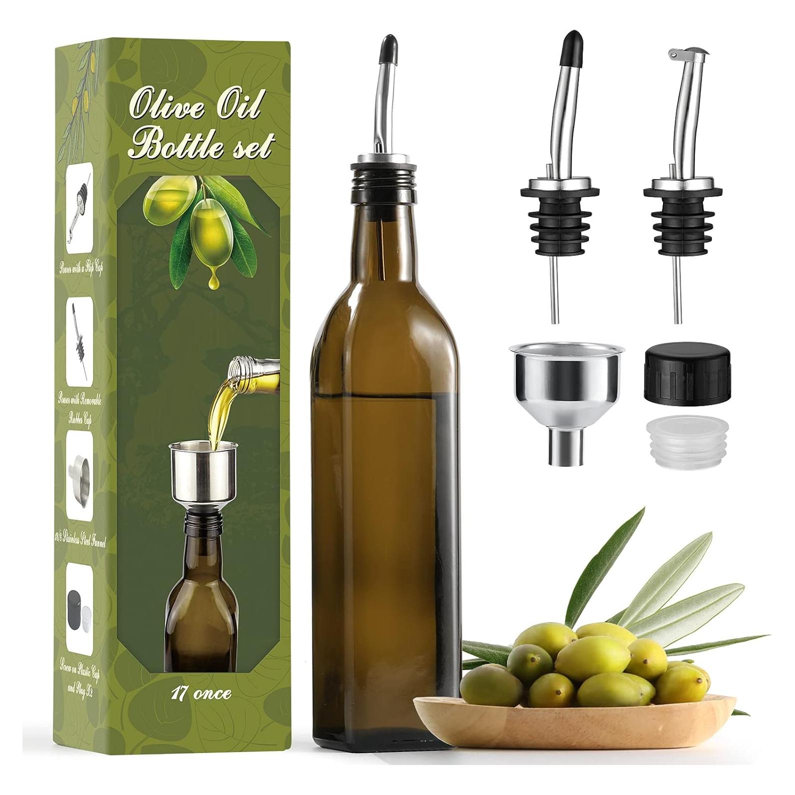 Dispensador de Aceite AOZITA 500 ml Vidrio y Acero Inoxidable