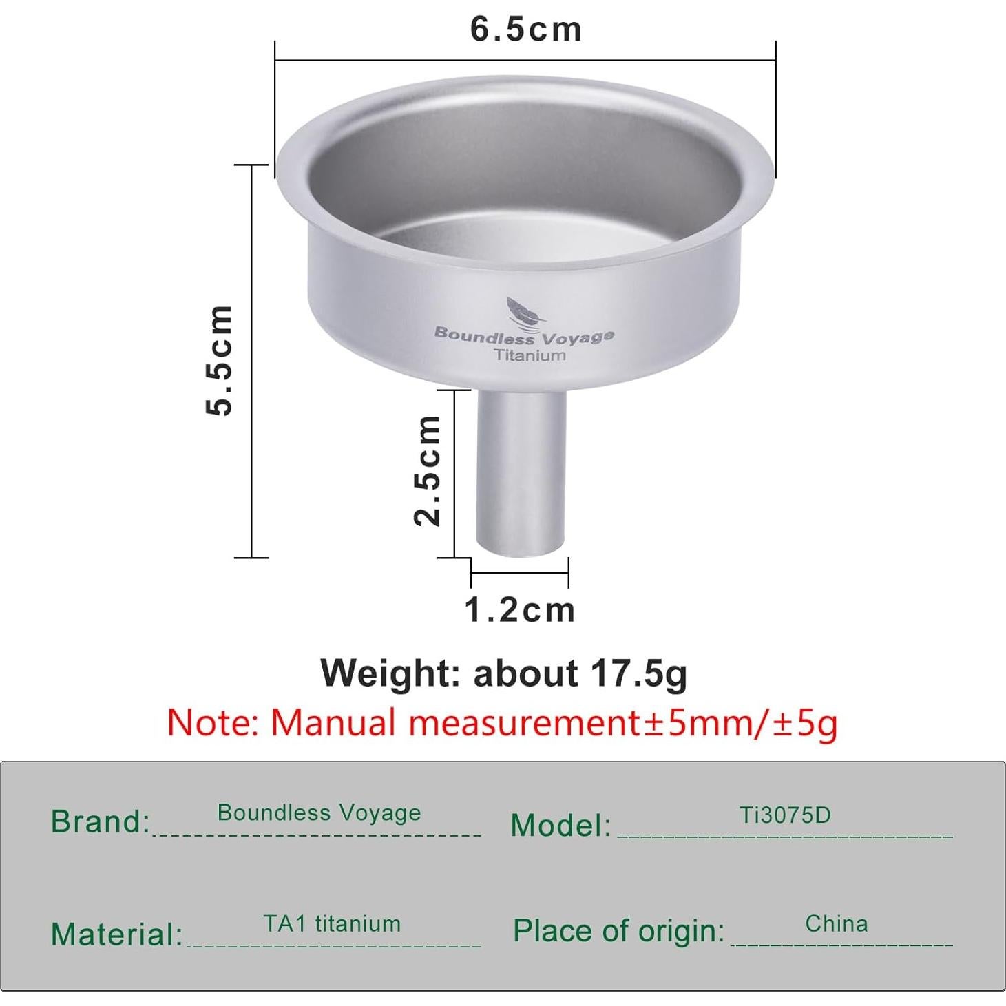 Embudo Mini de Titanio Boundless Voyage 5cm - Cocina y Especias