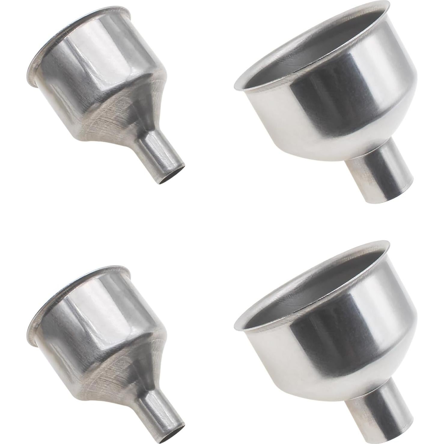 4 Embudos de Acero Inoxidable para Cocina - 2 Tamaños